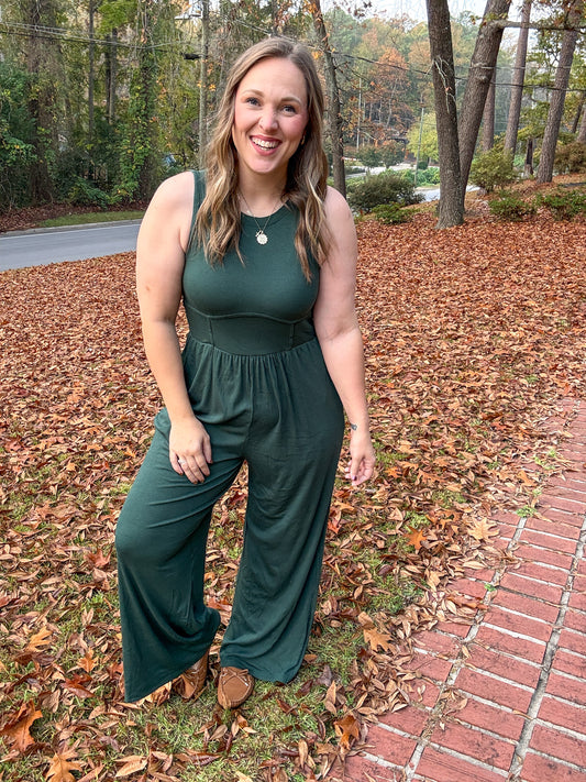 Hilary Wide Leg Jumpsuit in Green