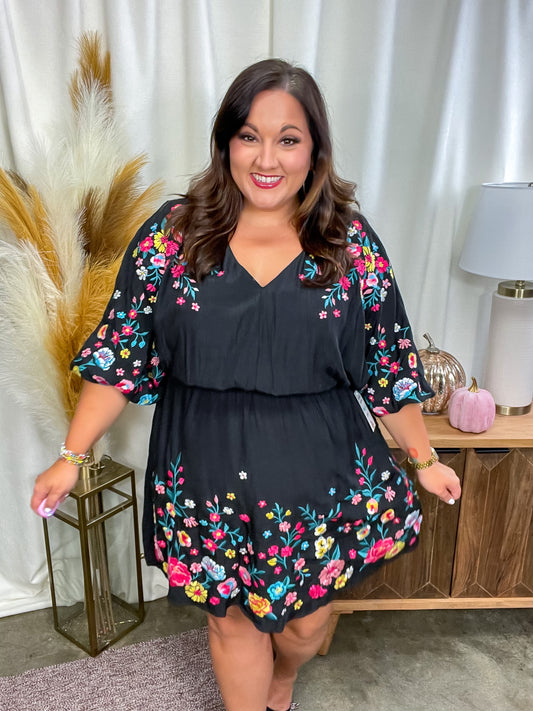 Happy To See You Floral Embroidered Dress