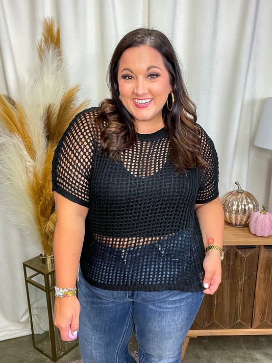 Coastal Dreams Fishnet Top in Black