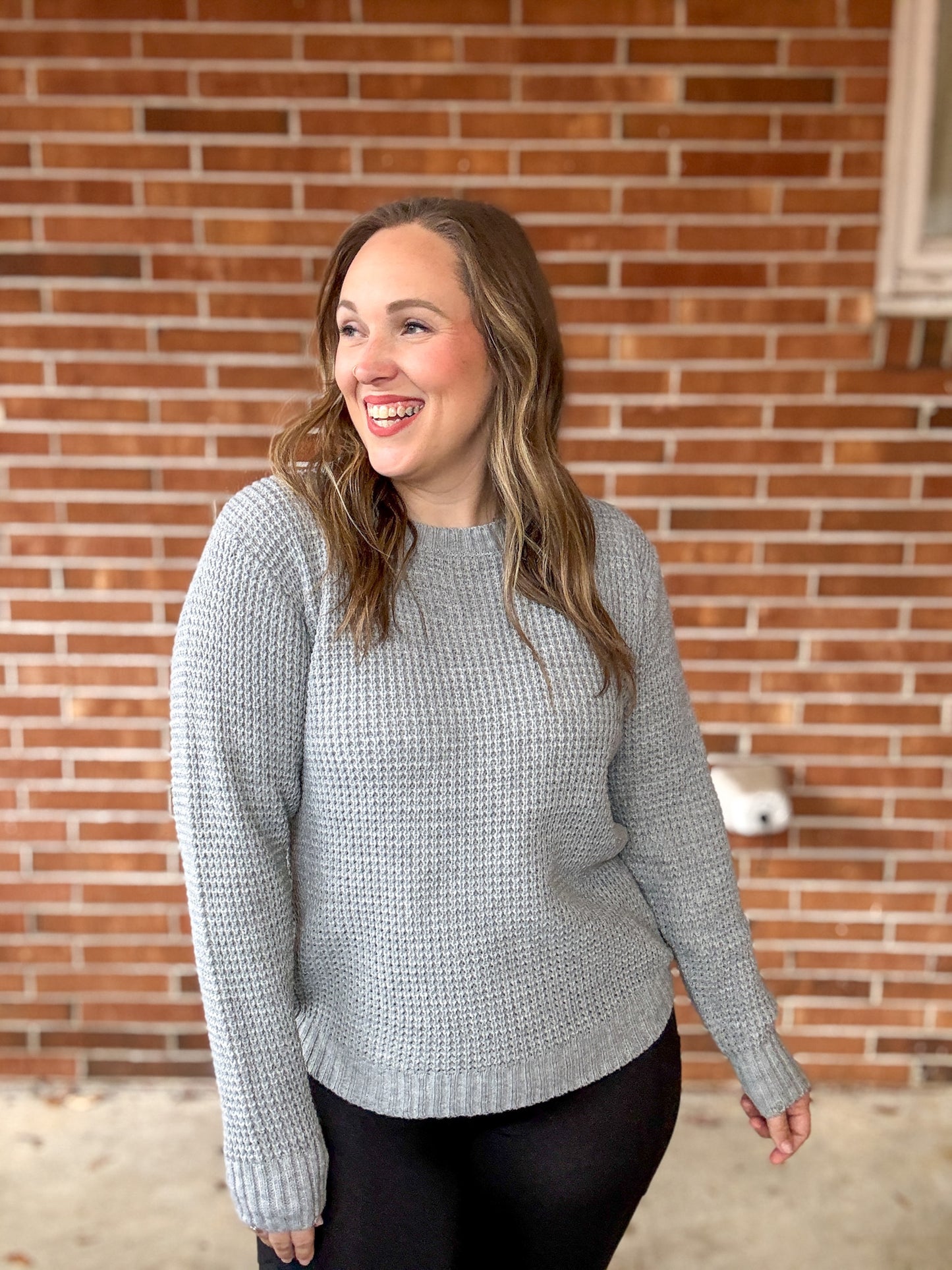 DOD Heather Grey Waffle sweater