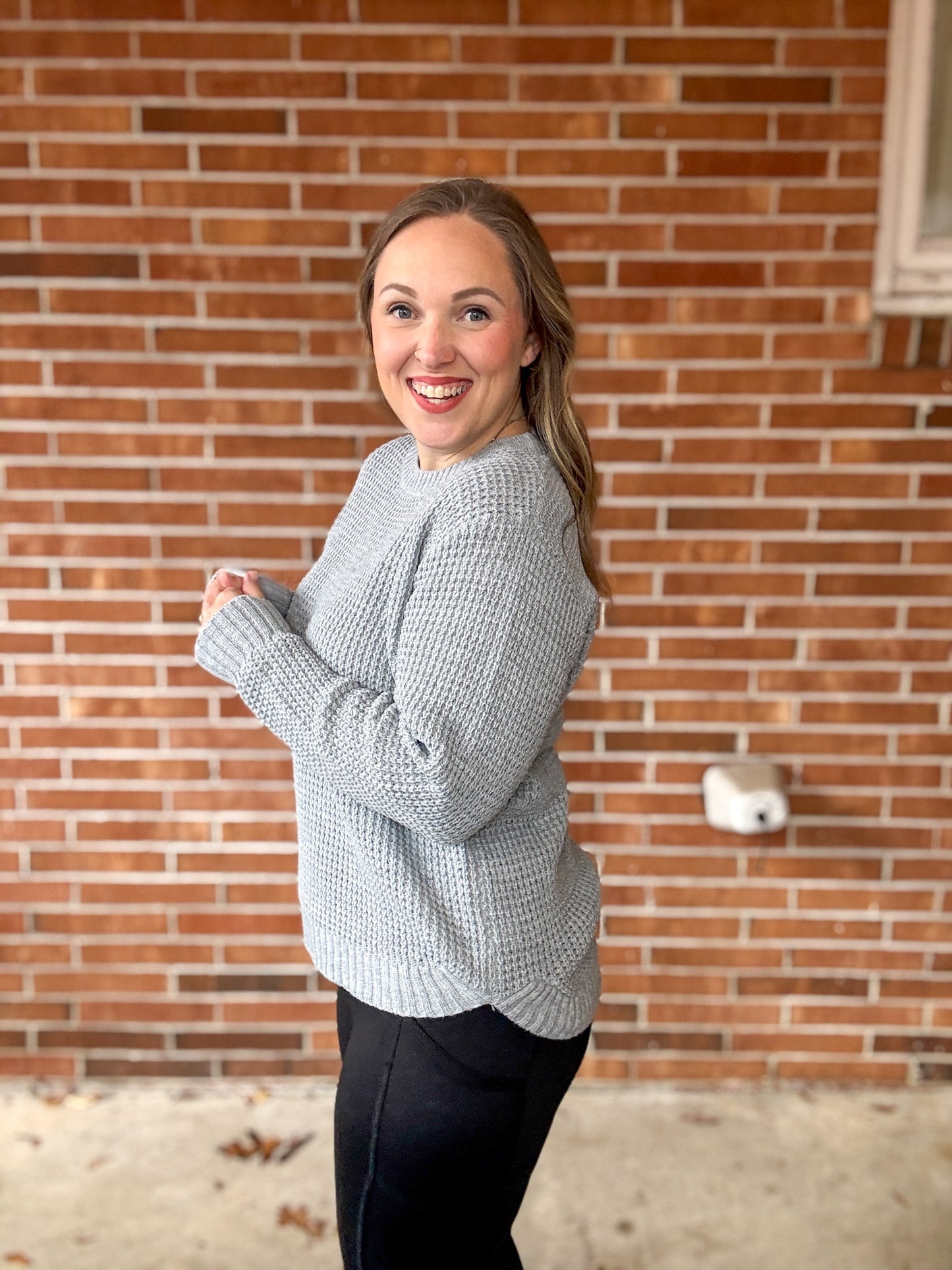 DOD Heather Grey Waffle sweater