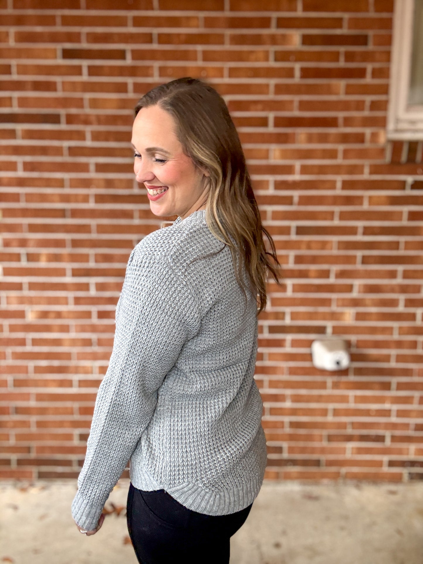 DOD Heather Grey Waffle sweater