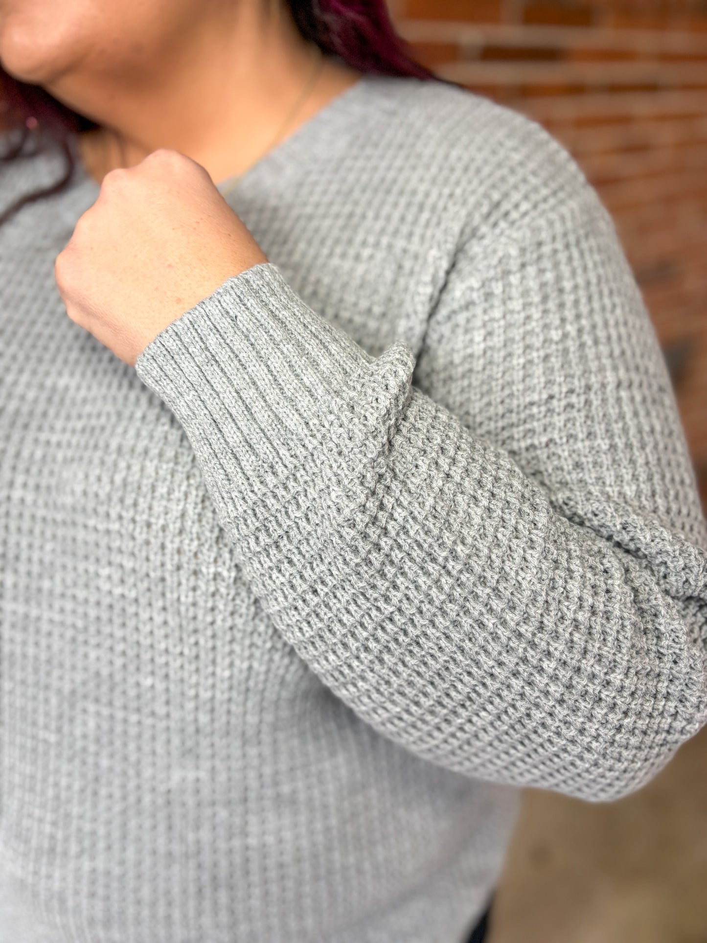 DOD Heather Grey Waffle sweater