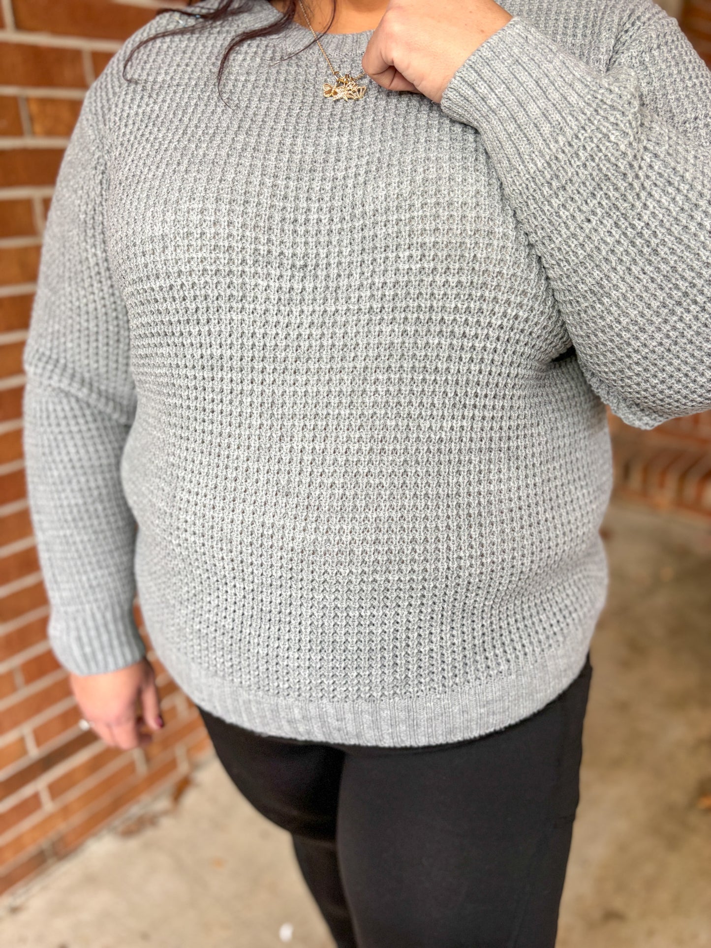 DOD Heather Grey Waffle sweater