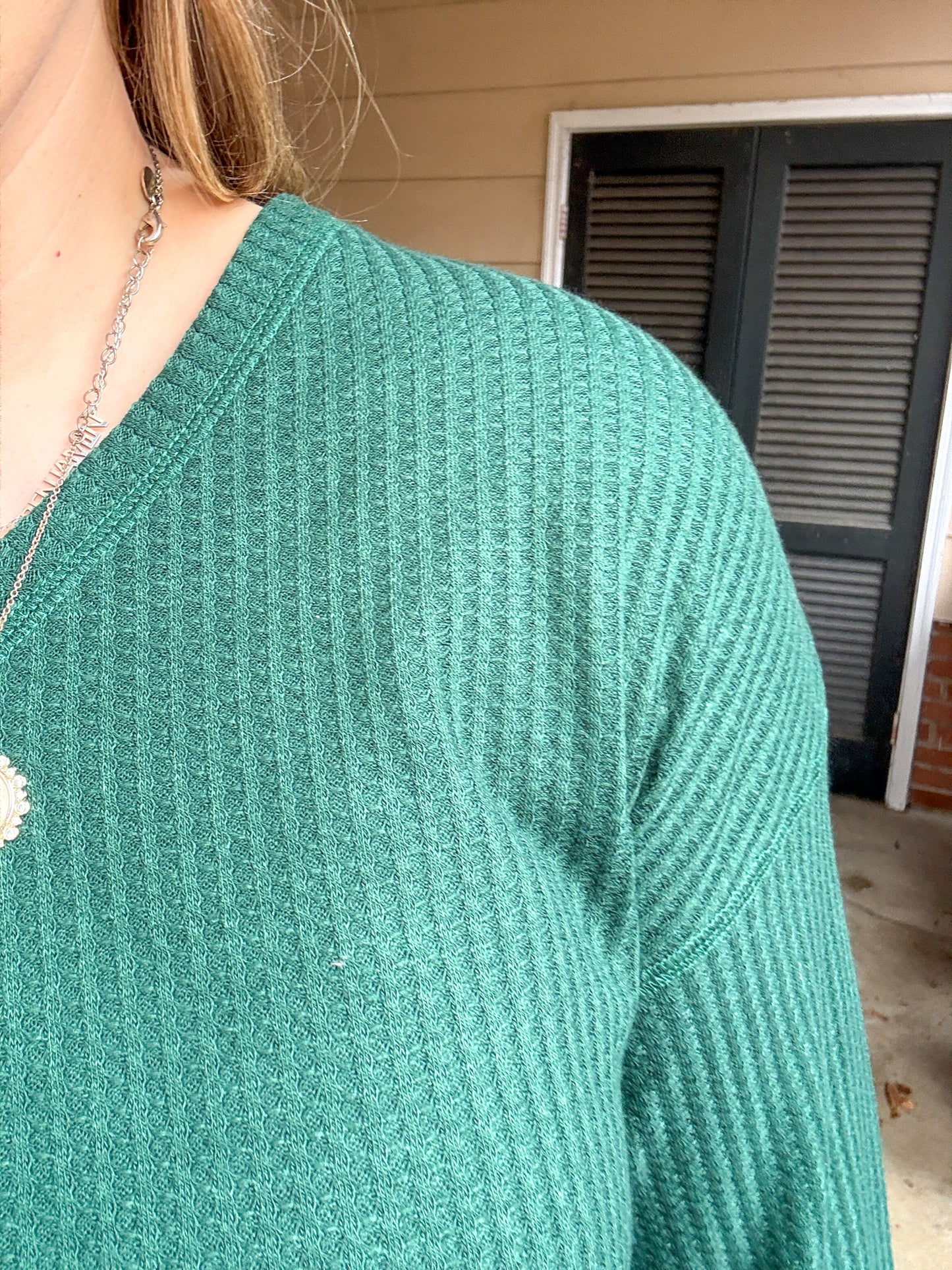 Good Things Are Coming V-Neck Top in Green