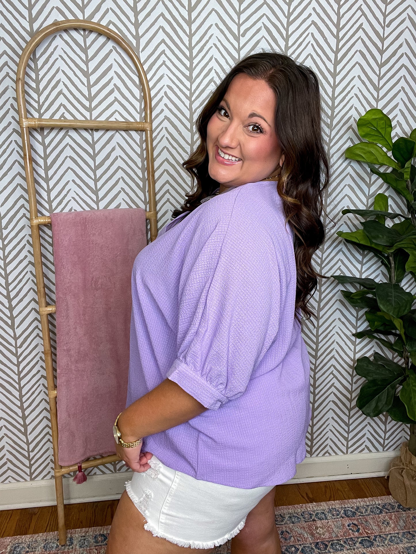 Up For Anything V-Neck Blouse in Lavender