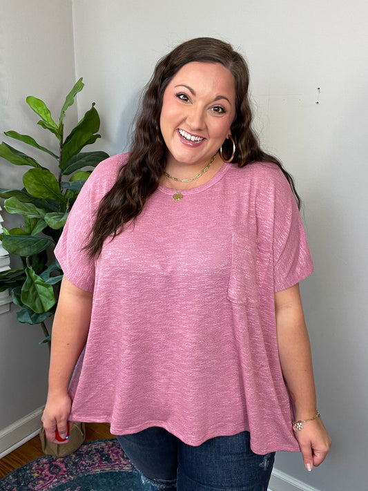 Let Light be Light Drop Shoulder Oversized Tee in Light Rose