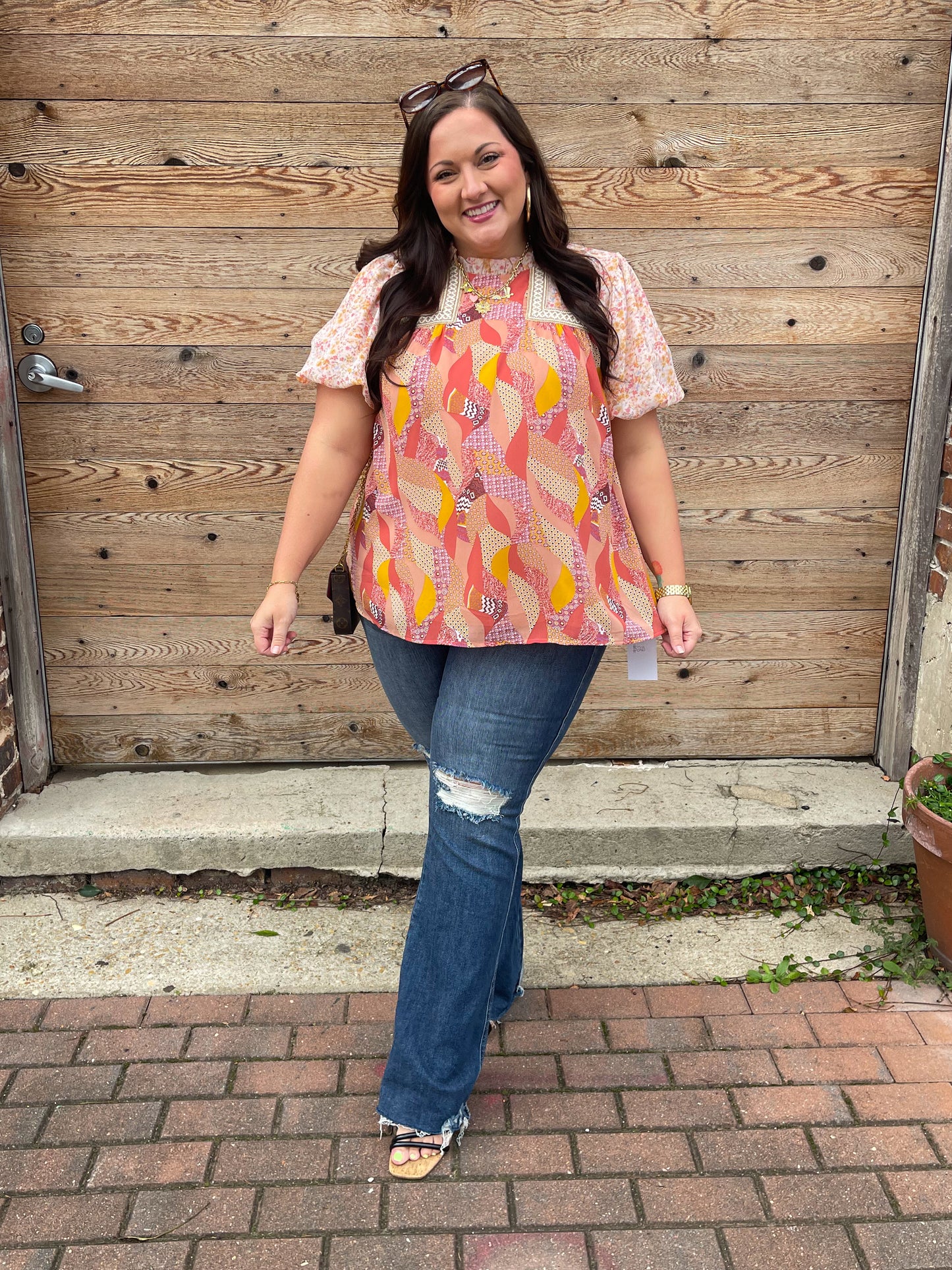 Day Dreamer Mixed Floral Top in Mauve