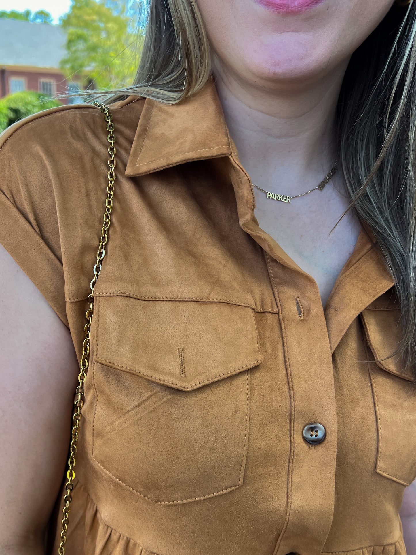 Don't Hang Up Faux Suede Shirt Dress