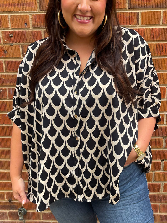 Art Deco Button Up Blouse