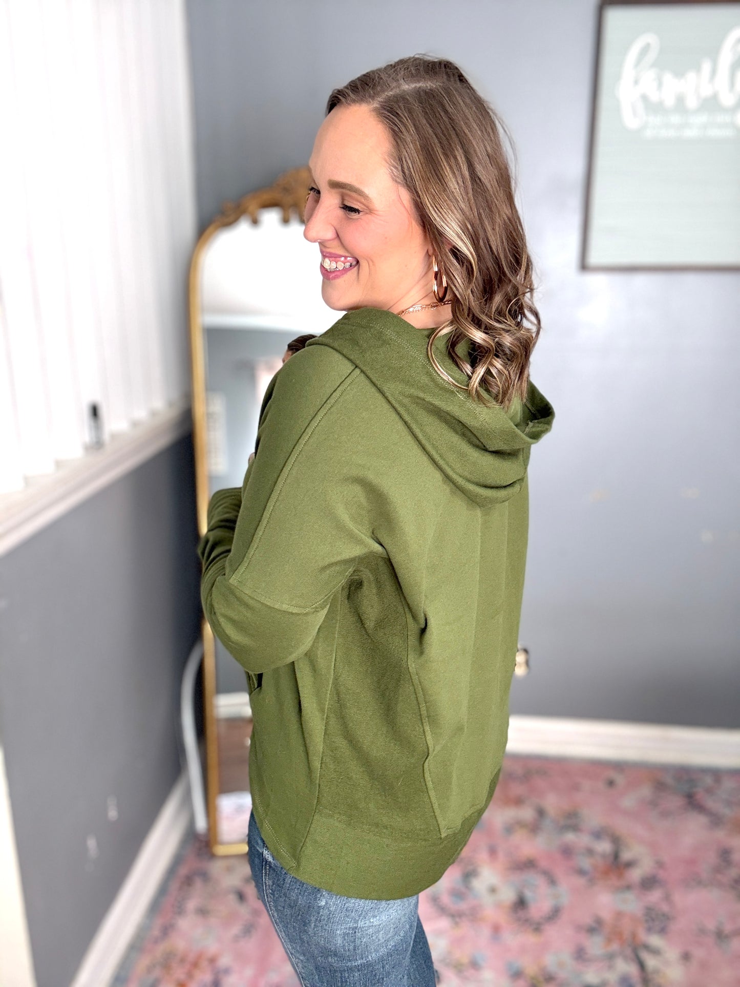 Simple Snap Hooded Pullover