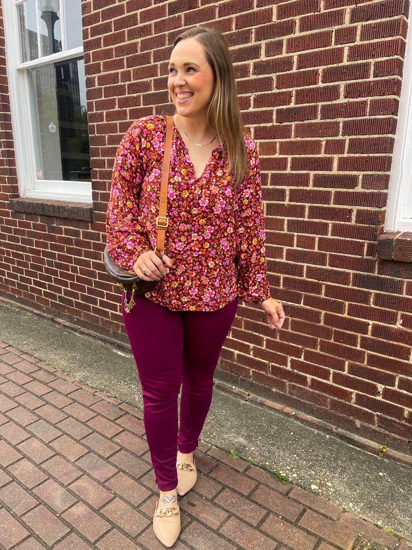 Sunday Brunch Blouse in Rust Floral