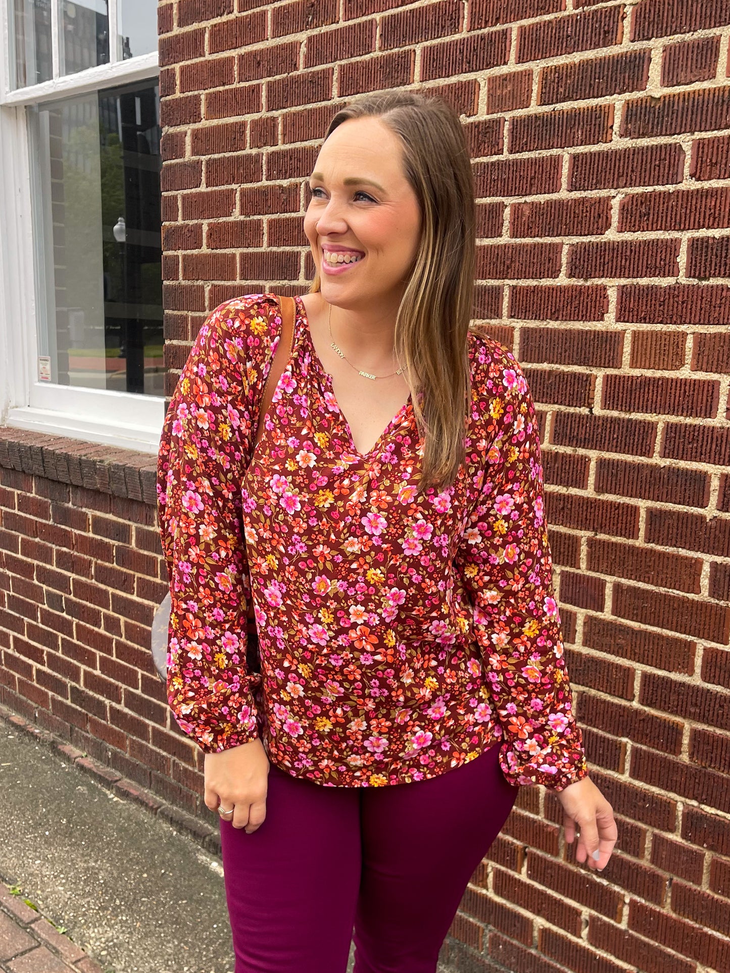 Sunday Brunch Blouse in Rust Floral