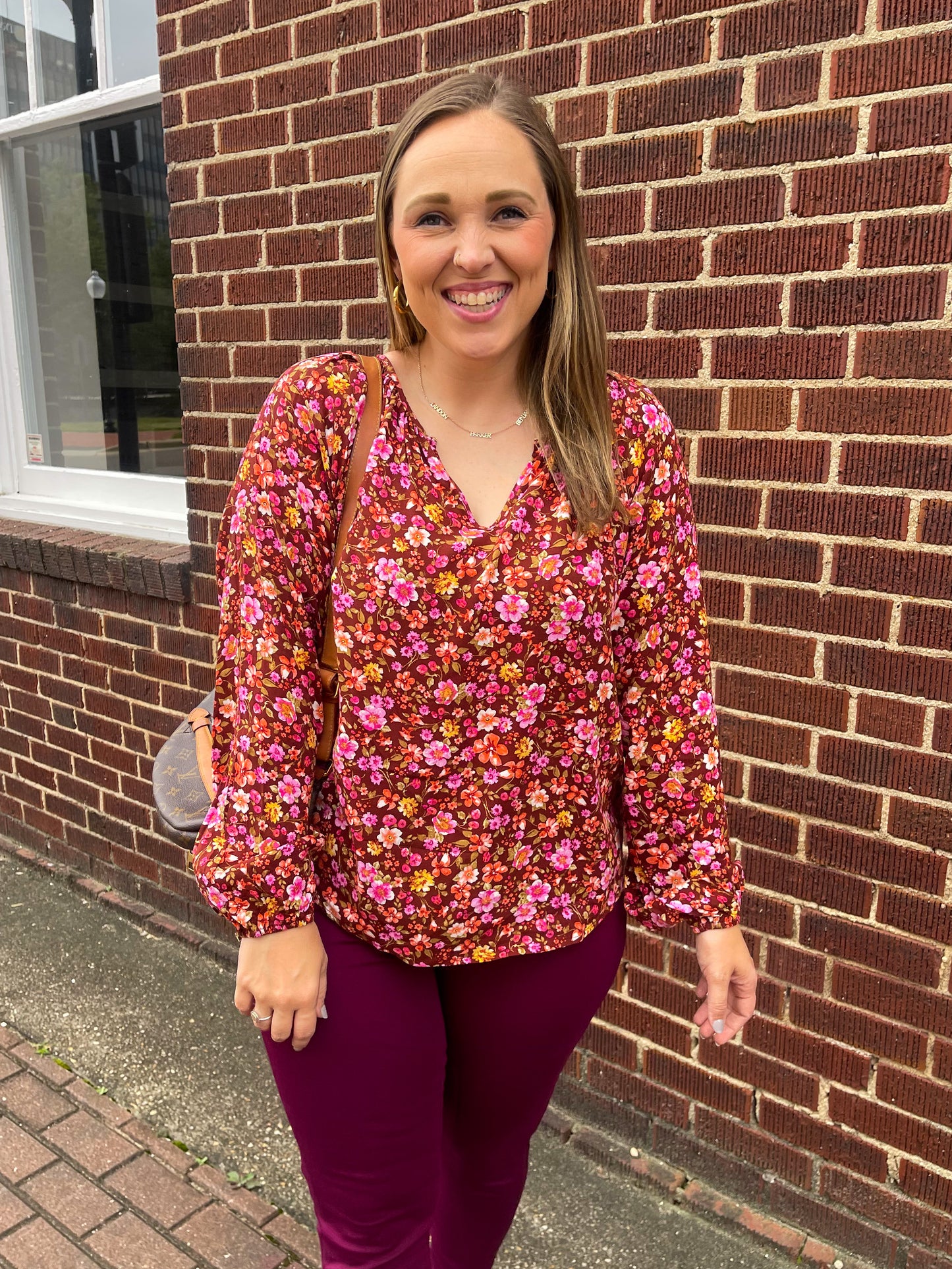 Sunday Brunch Blouse in Rust Floral