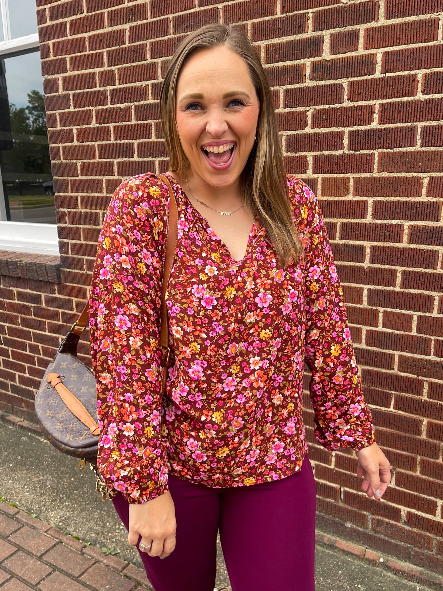 Sunday Brunch Blouse in Rust Floral