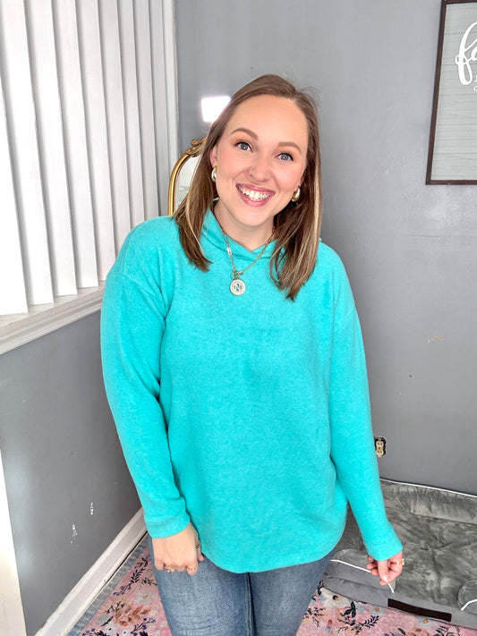 Basically My Favorite Hooded Pullover in Turquoise