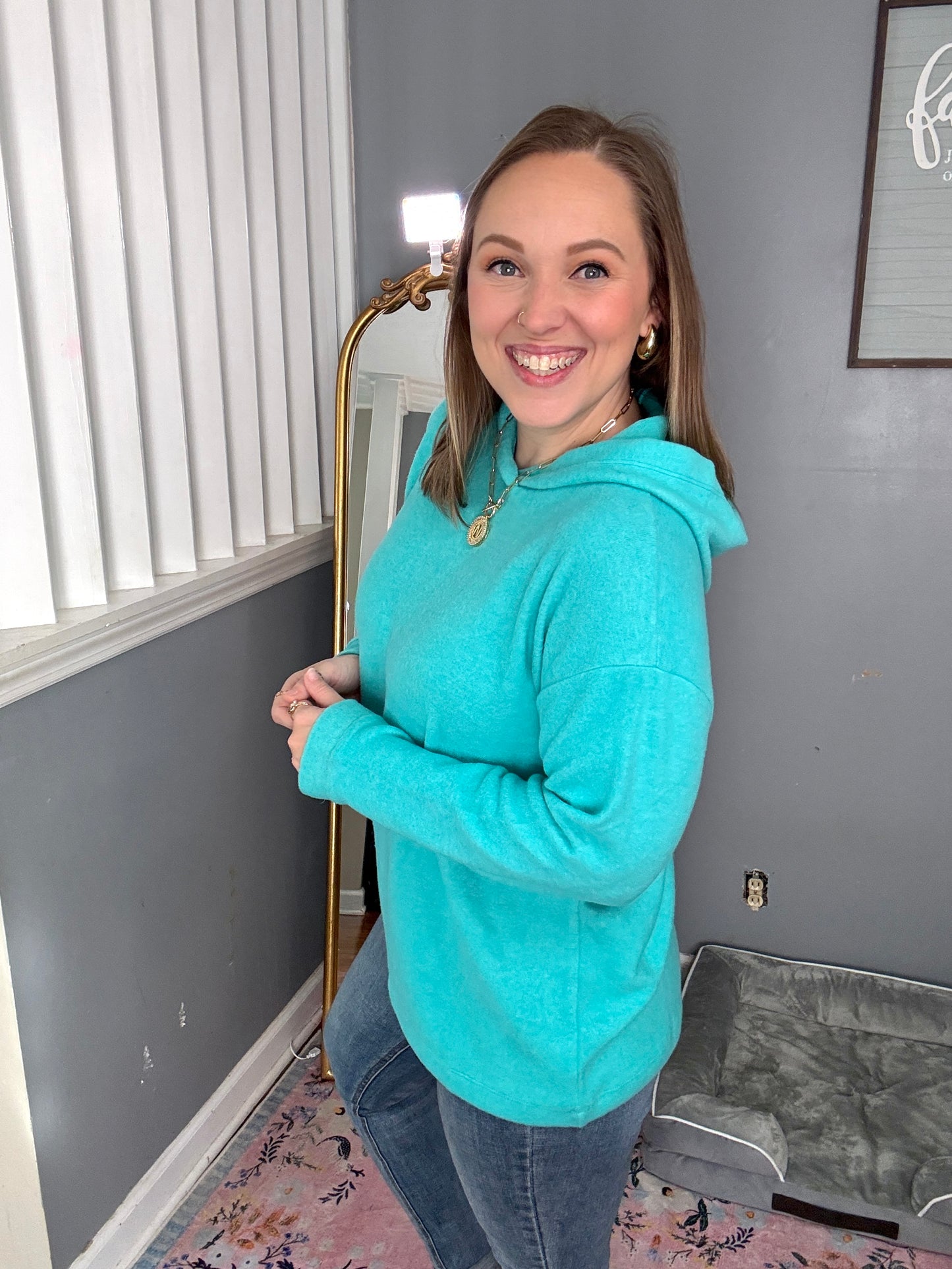 Basically My Favorite Hooded Pullover in Turquoise