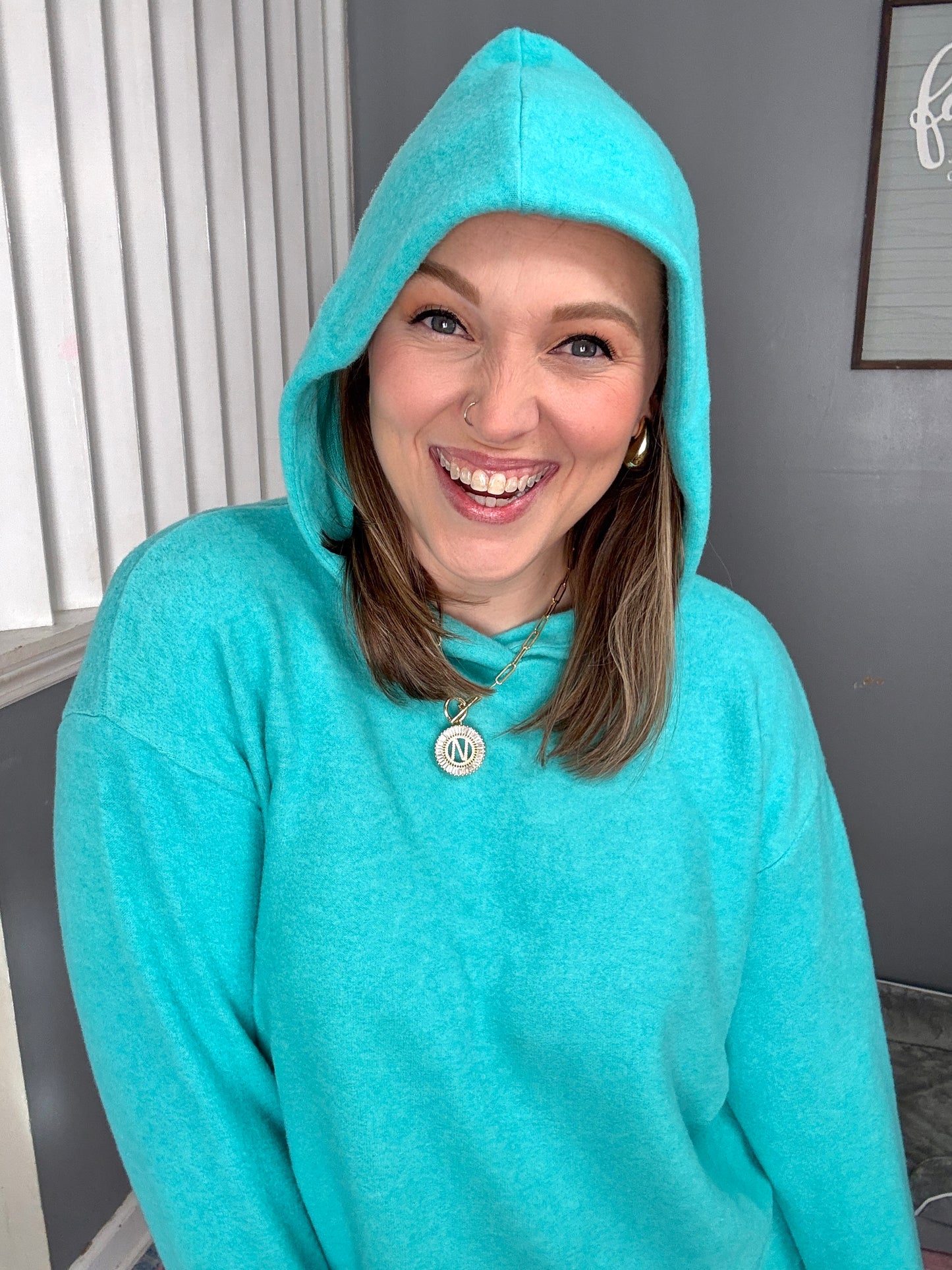 Basically My Favorite Hooded Pullover in Turquoise