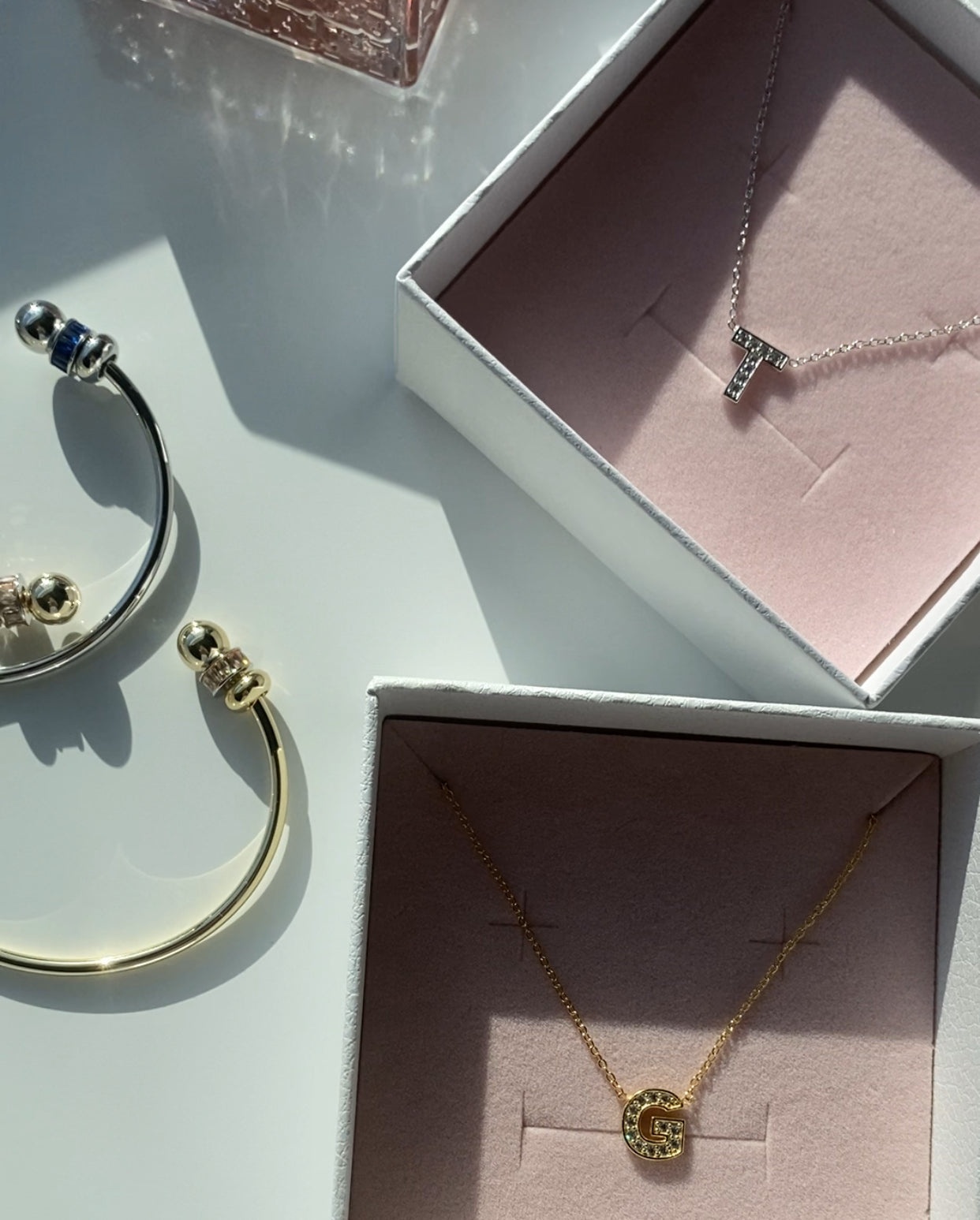 Custom Impression Initial Necklace (Water Resistant & Pave Crystal)