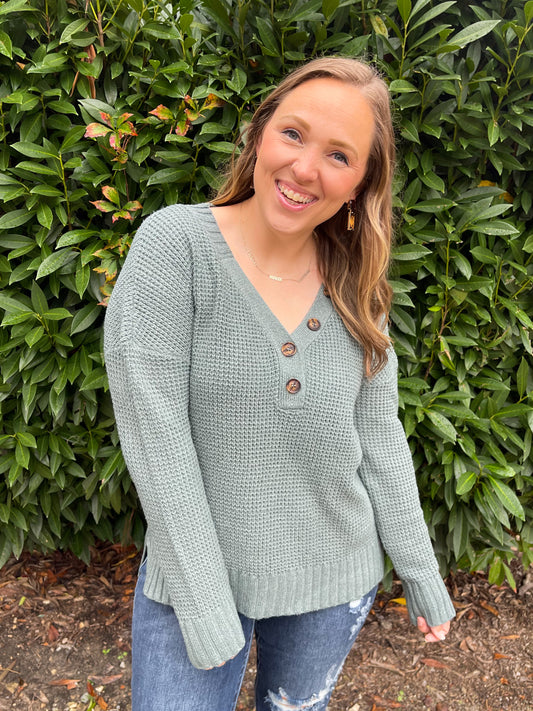 Lakeside View Drop Shoulder Sweater in Sage