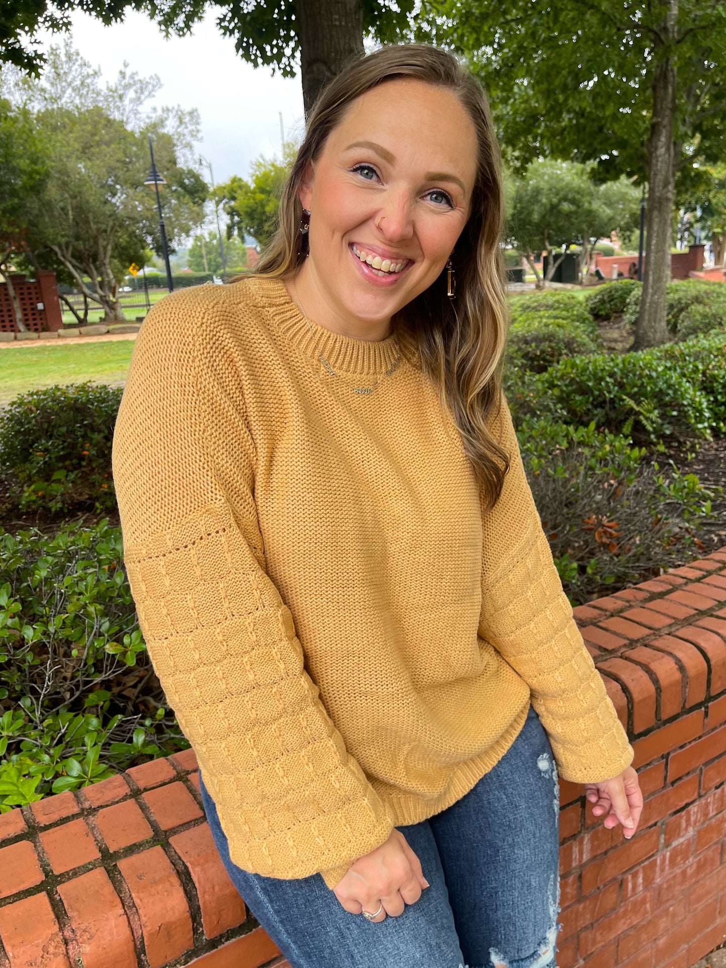 Bubbly Personality Bubble Sleeve Sweater in Wheat