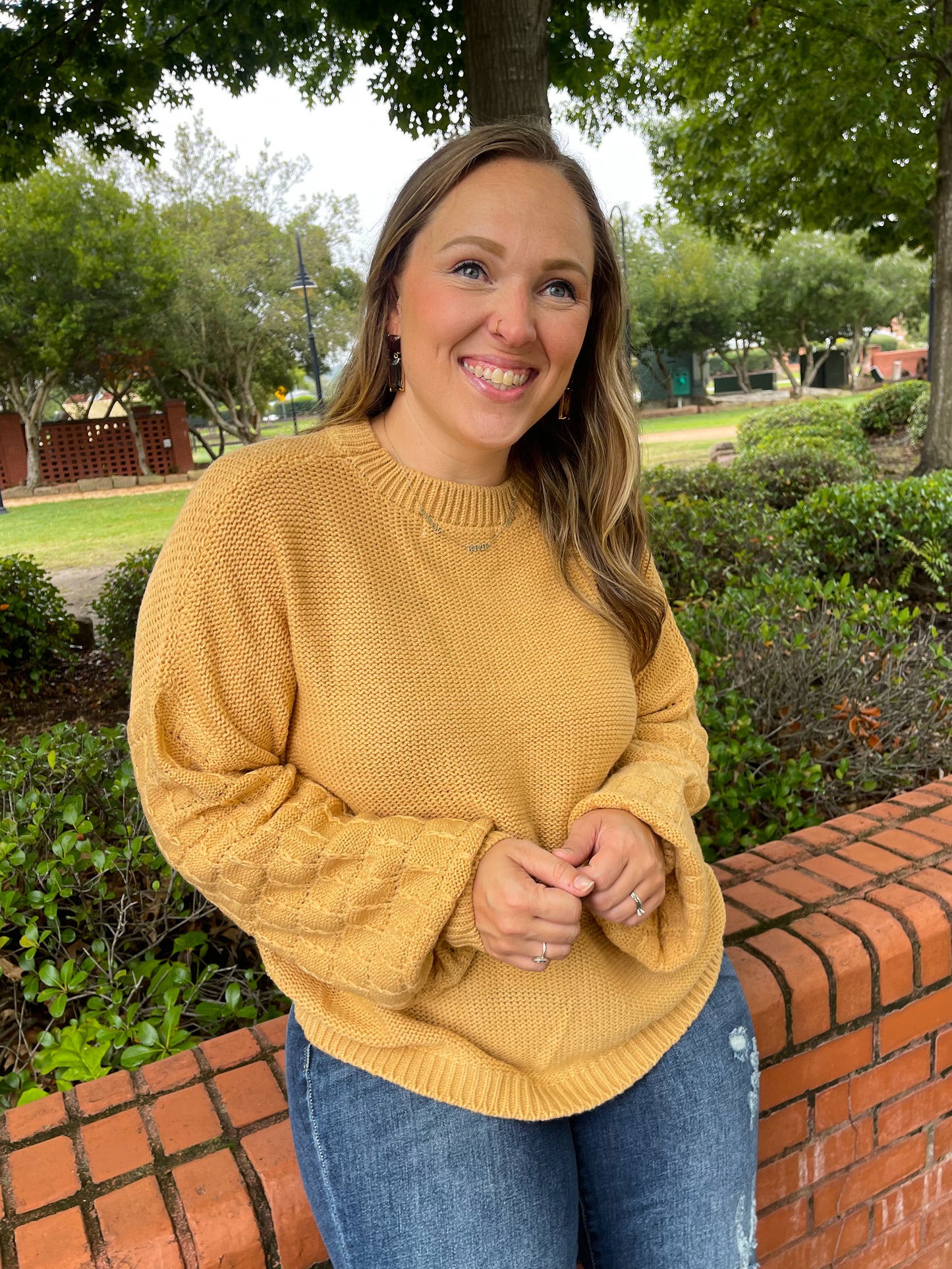 Bubbly Personality Bubble Sleeve Sweater in Wheat