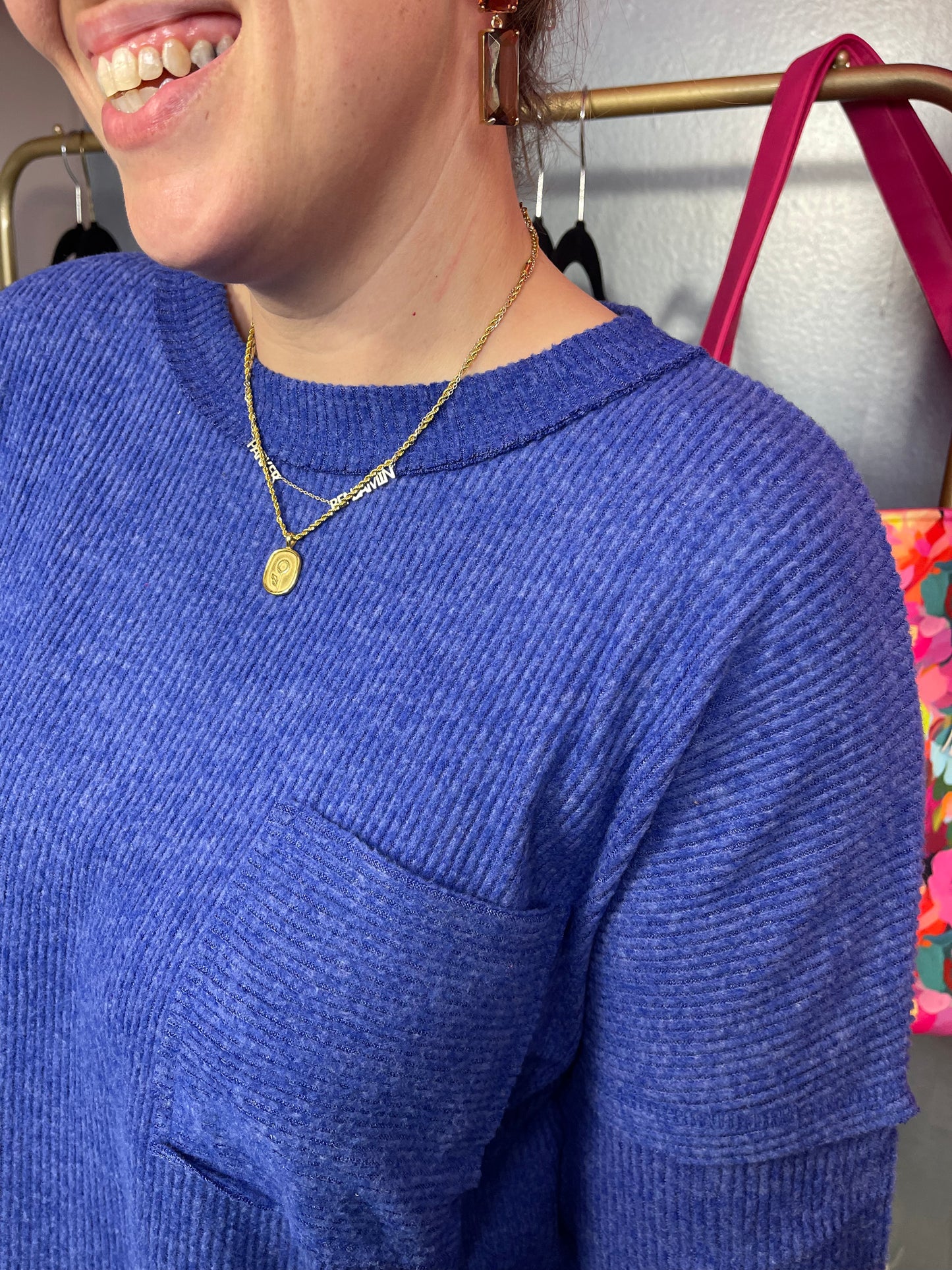 Casual Tuesday Ribbed Knit Sweater in Bright Blue