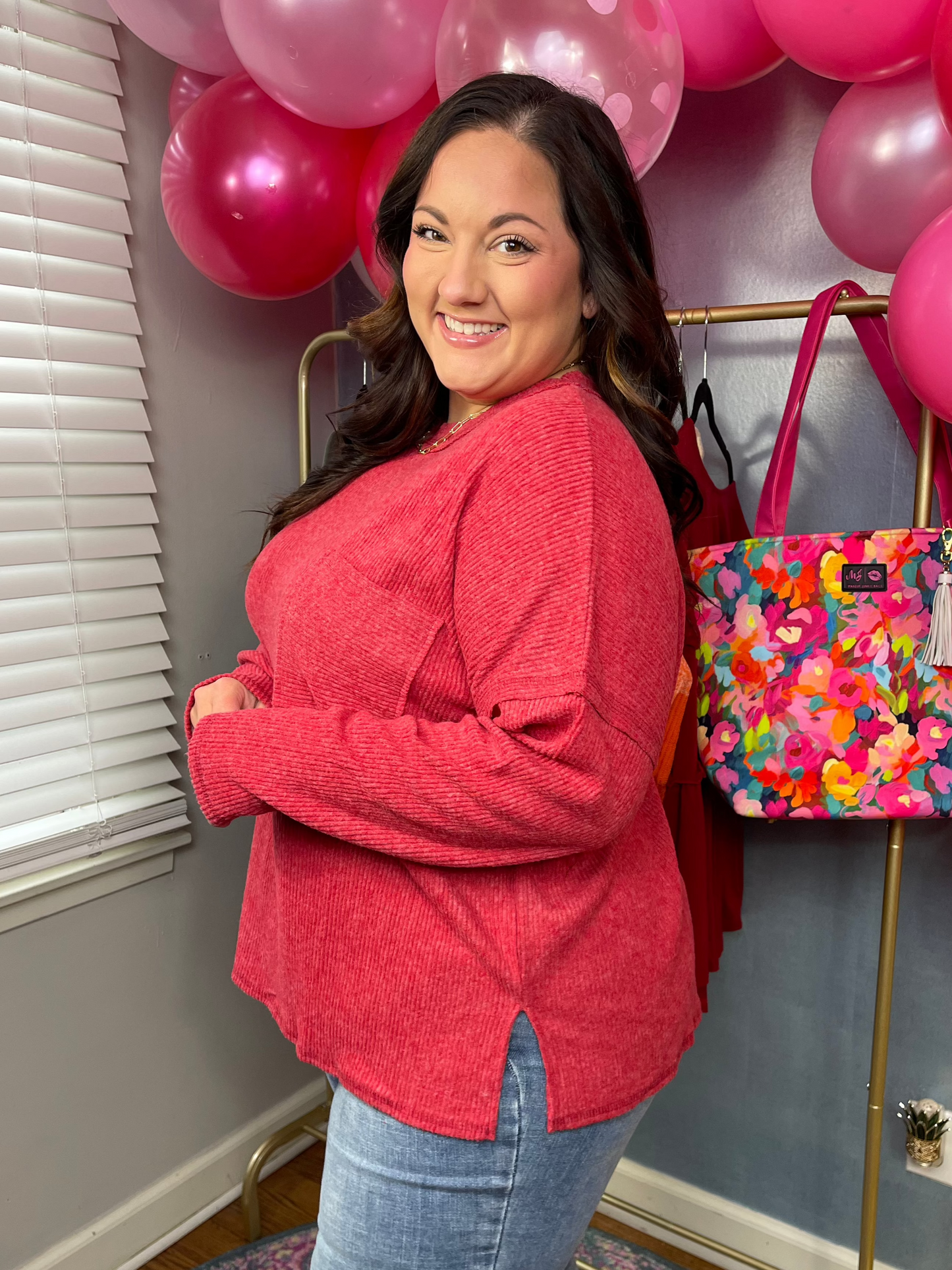 Casual Tuesday Ribbed Knit Sweater in Dark Red