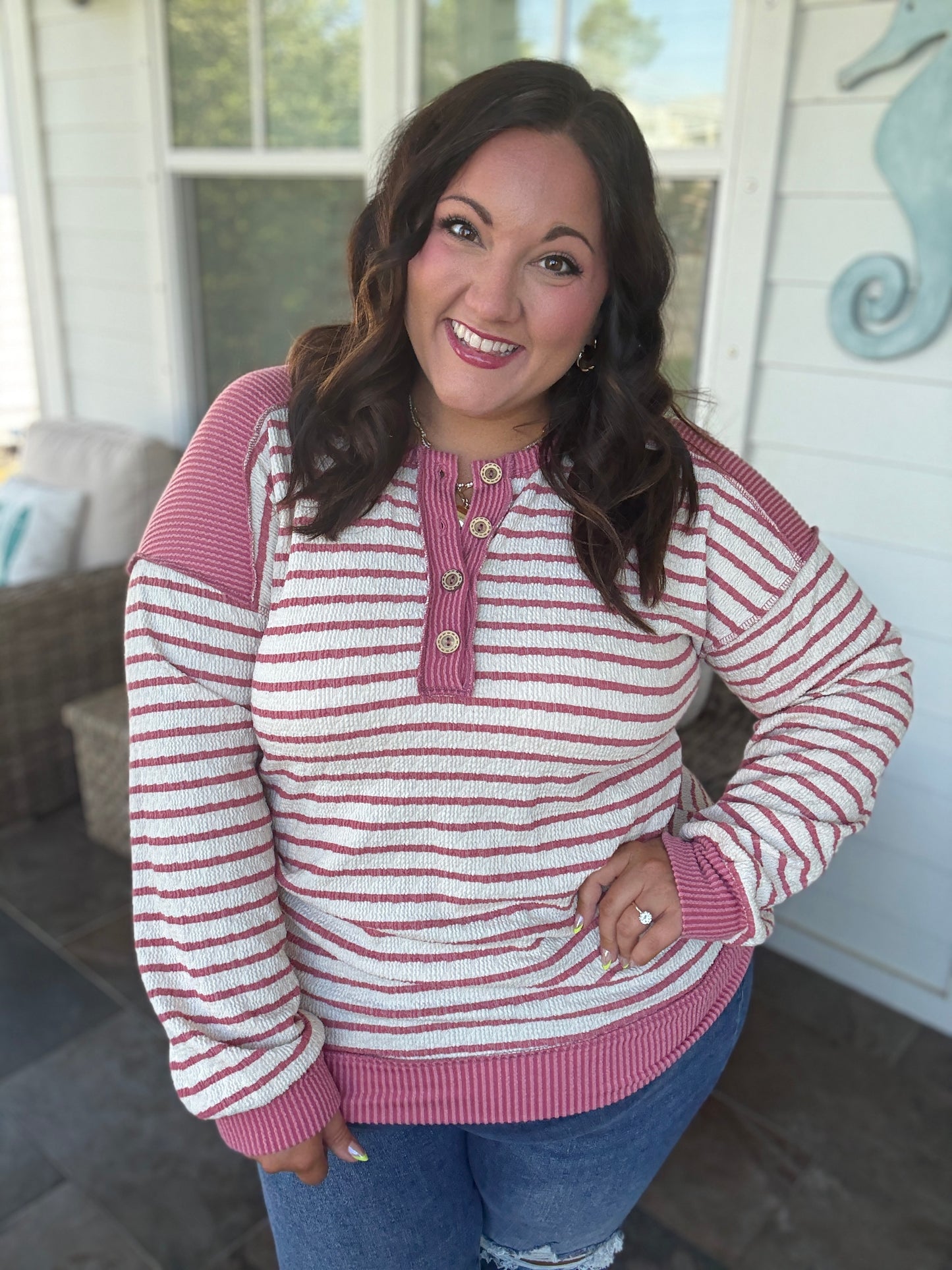 Mauve Striped Pullover