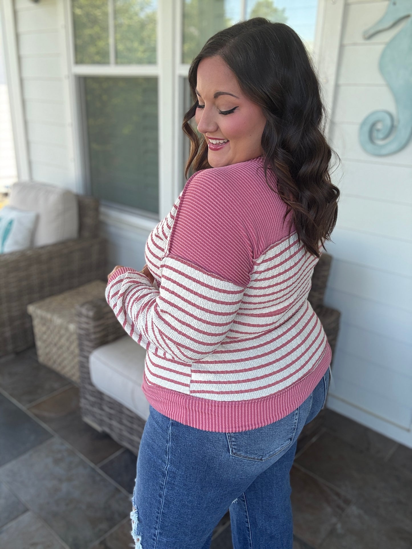 Mauve Striped Pullover