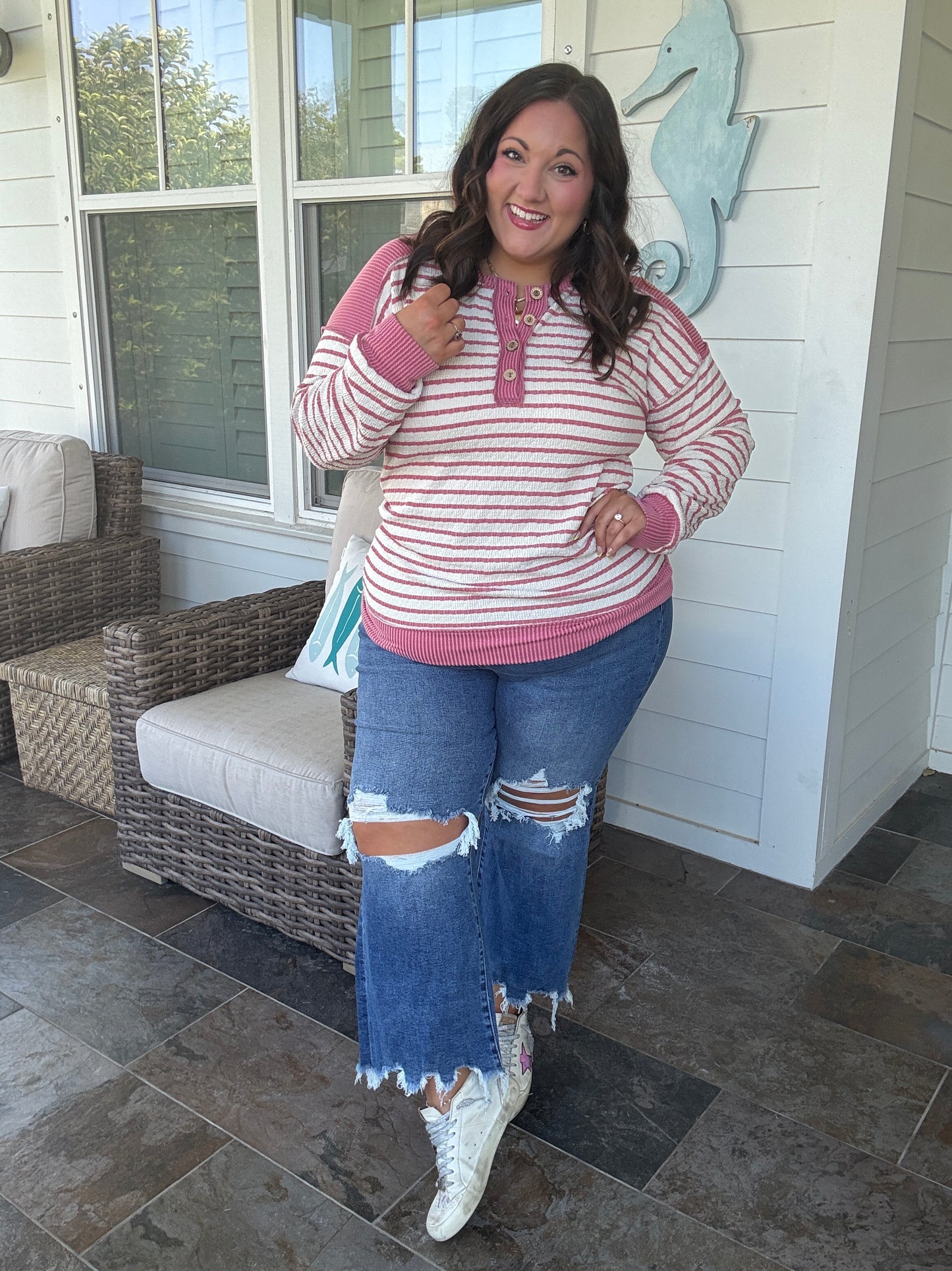 Mauve Striped Pullover