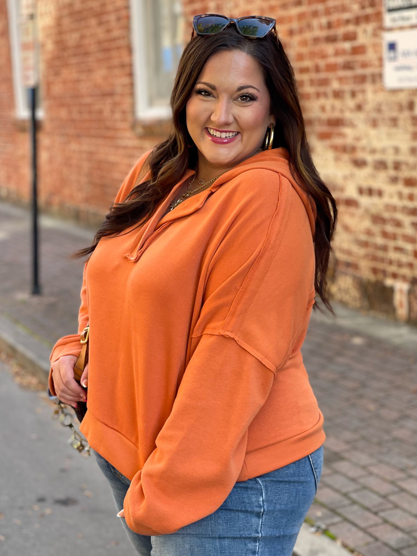 Throwback Heartthrob Hoodie in Orange