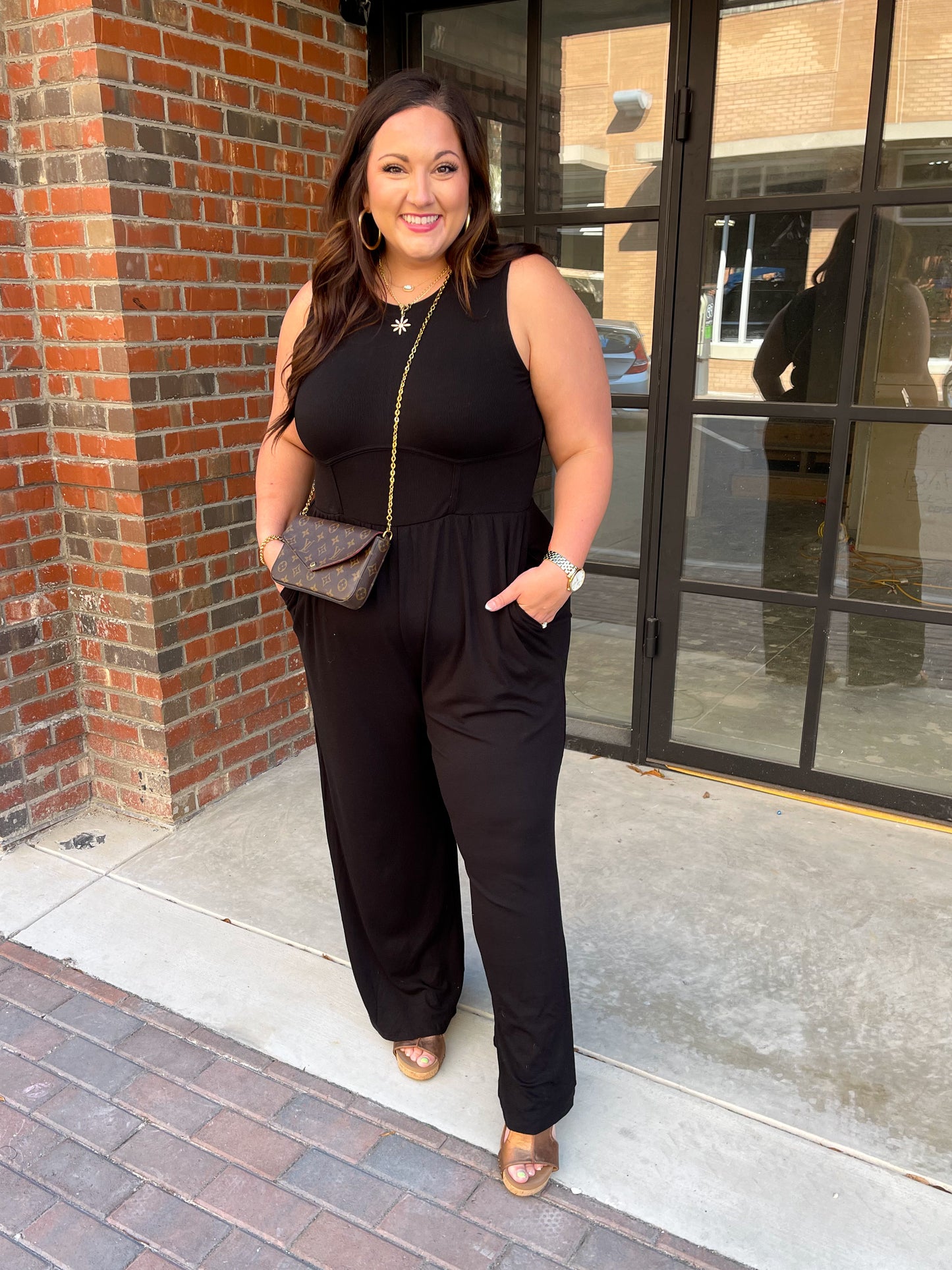 Hilary Wide Leg Jumpsuit in Black