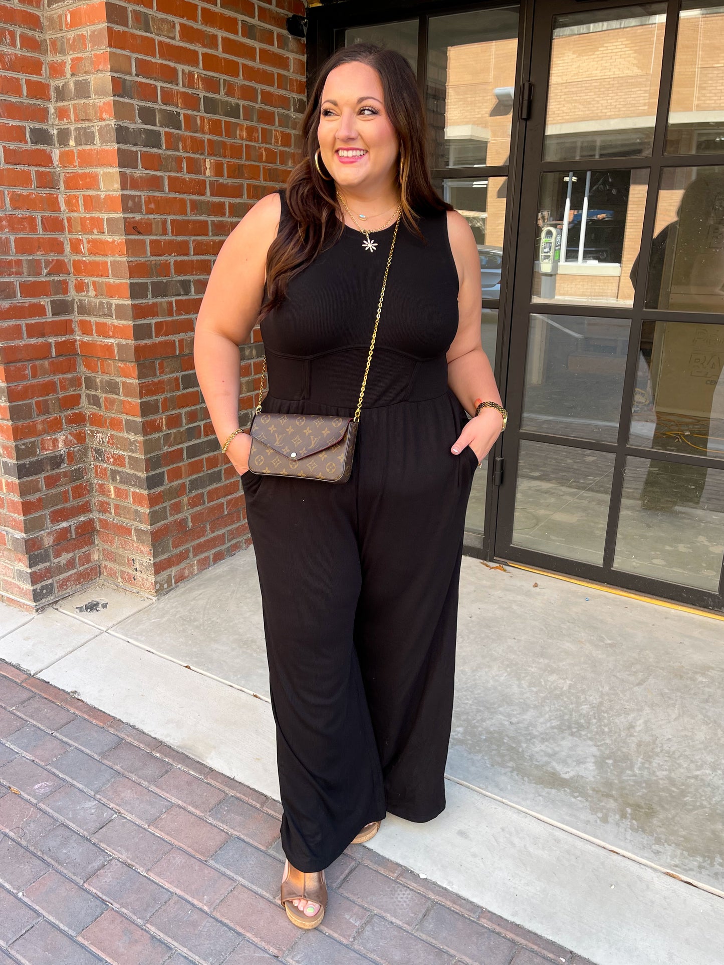 Hilary Wide Leg Jumpsuit in Black