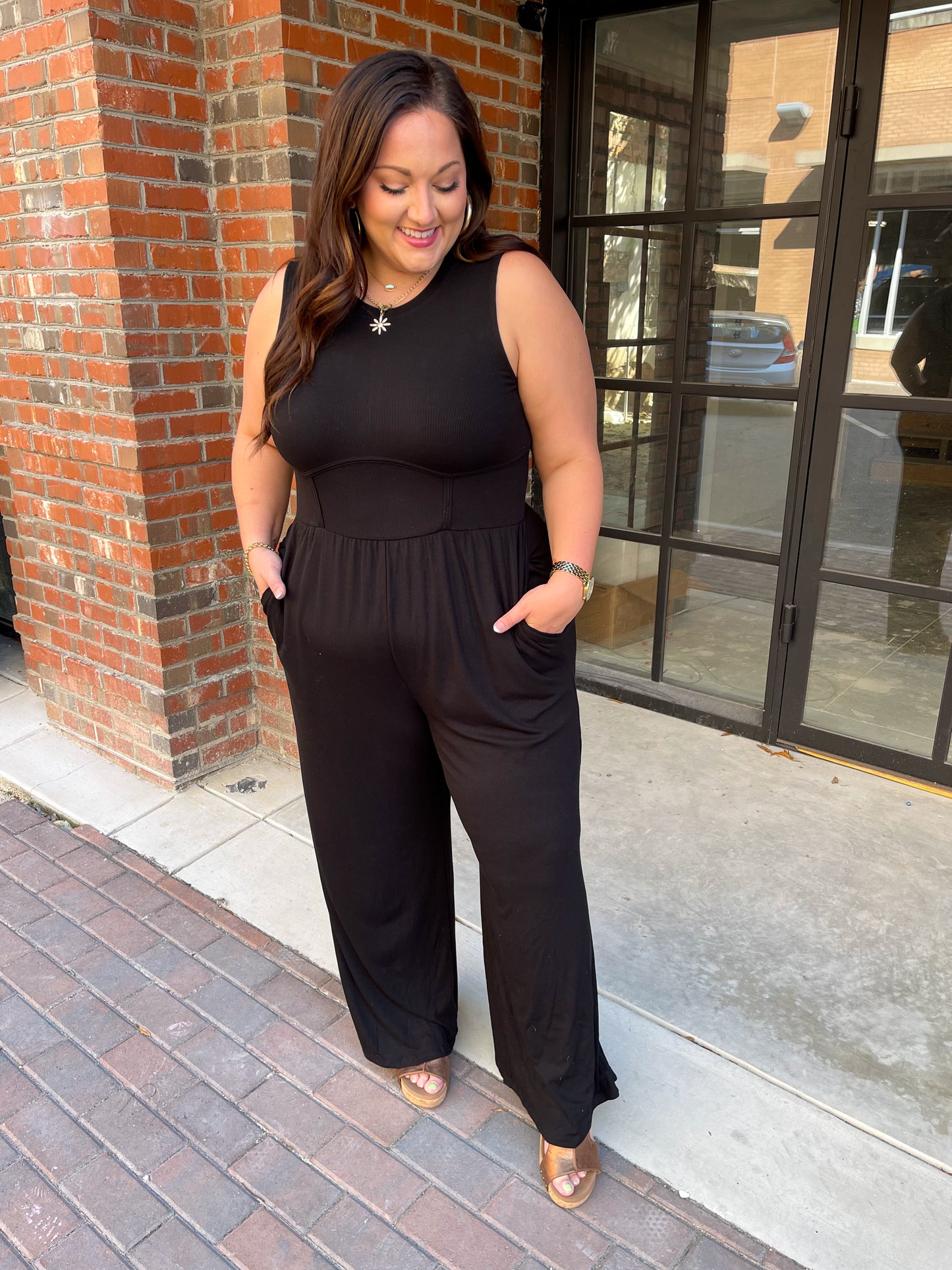 Hilary Wide Leg Jumpsuit in Black