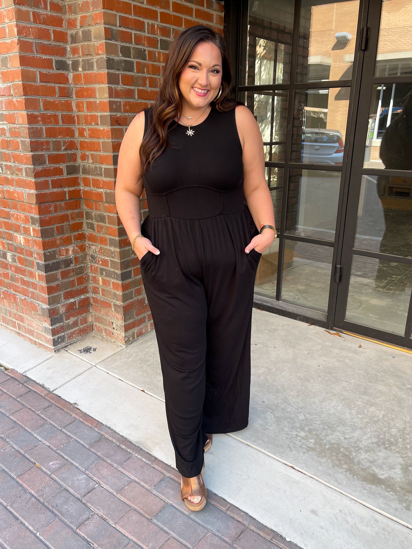 Hilary Wide Leg Jumpsuit in Black