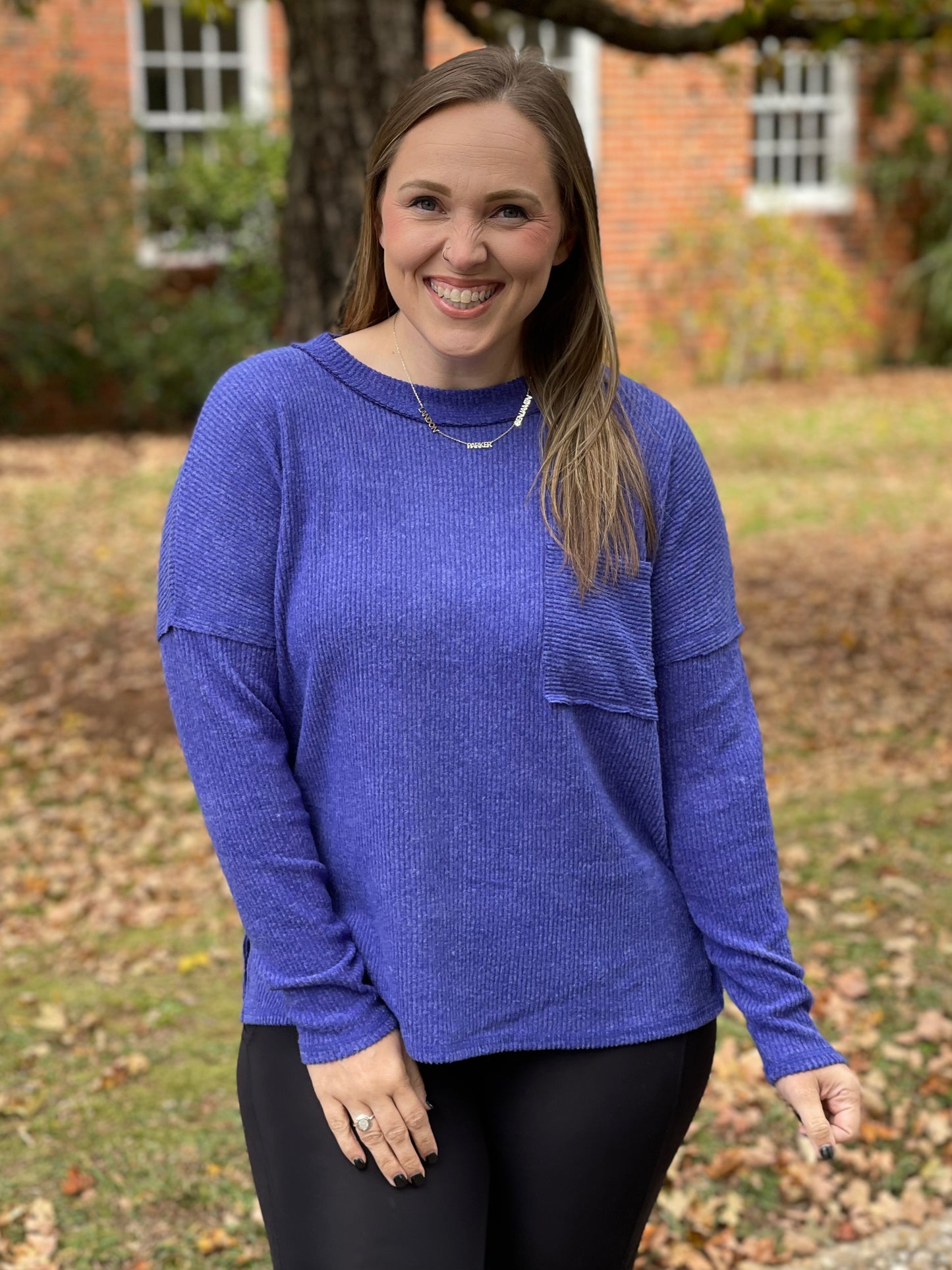 Casual Tuesday Ribbed Knit Sweater in Bright Blue