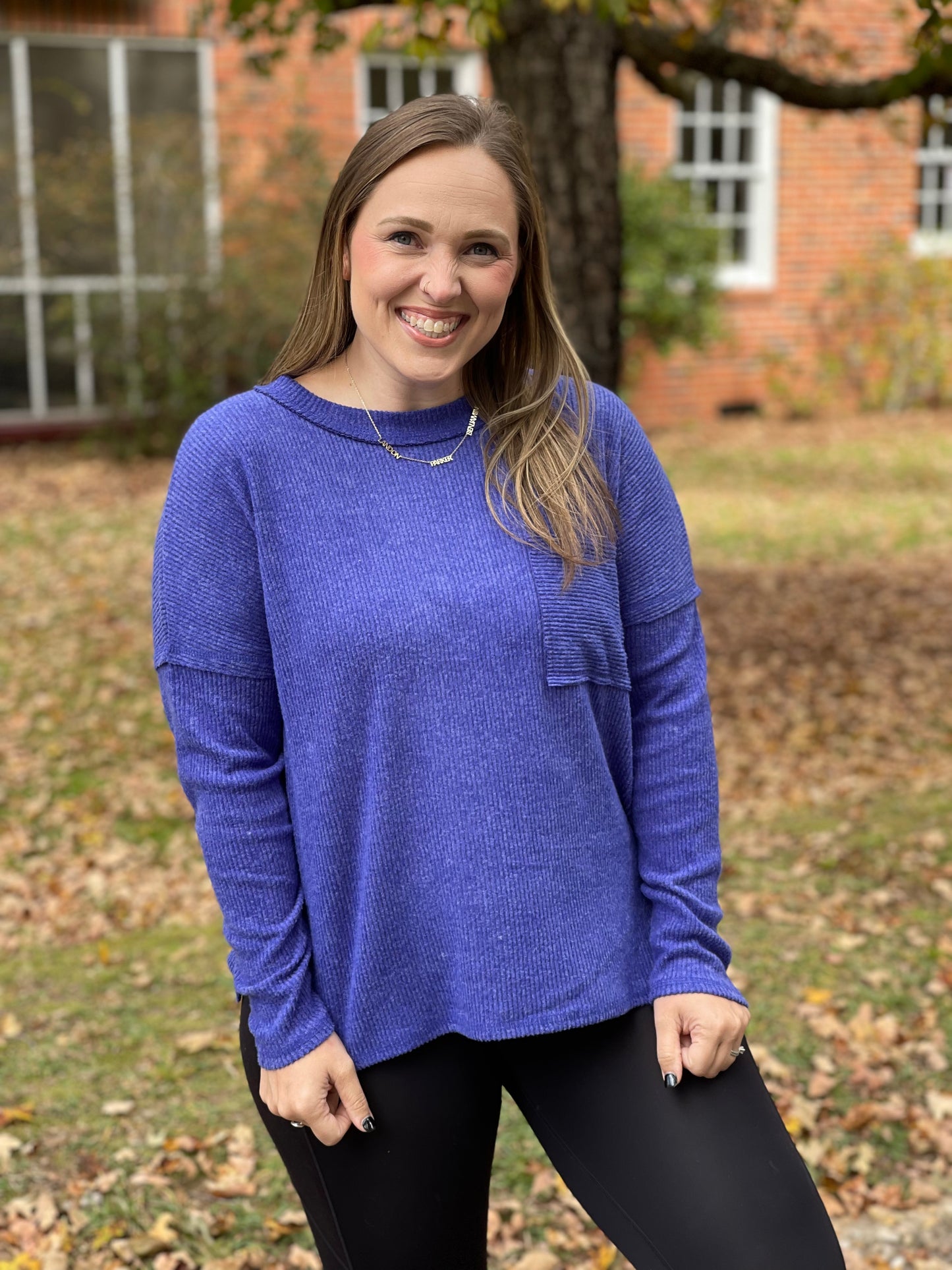 Casual Tuesday Ribbed Knit Sweater in Bright Blue