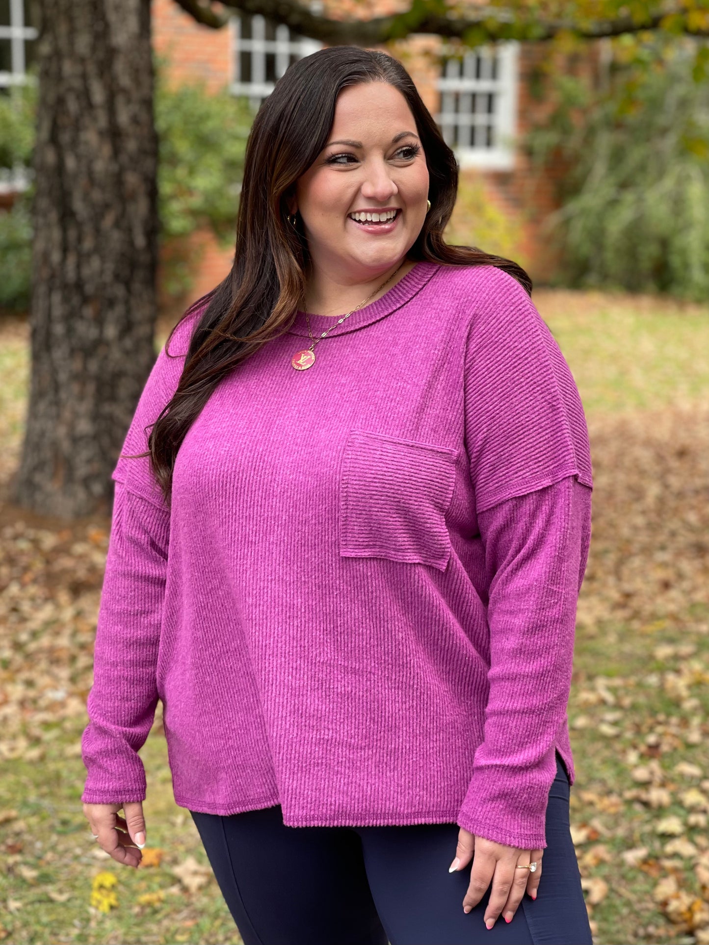 Casual Tuesday Ribbed Knit Sweater in Light Plum