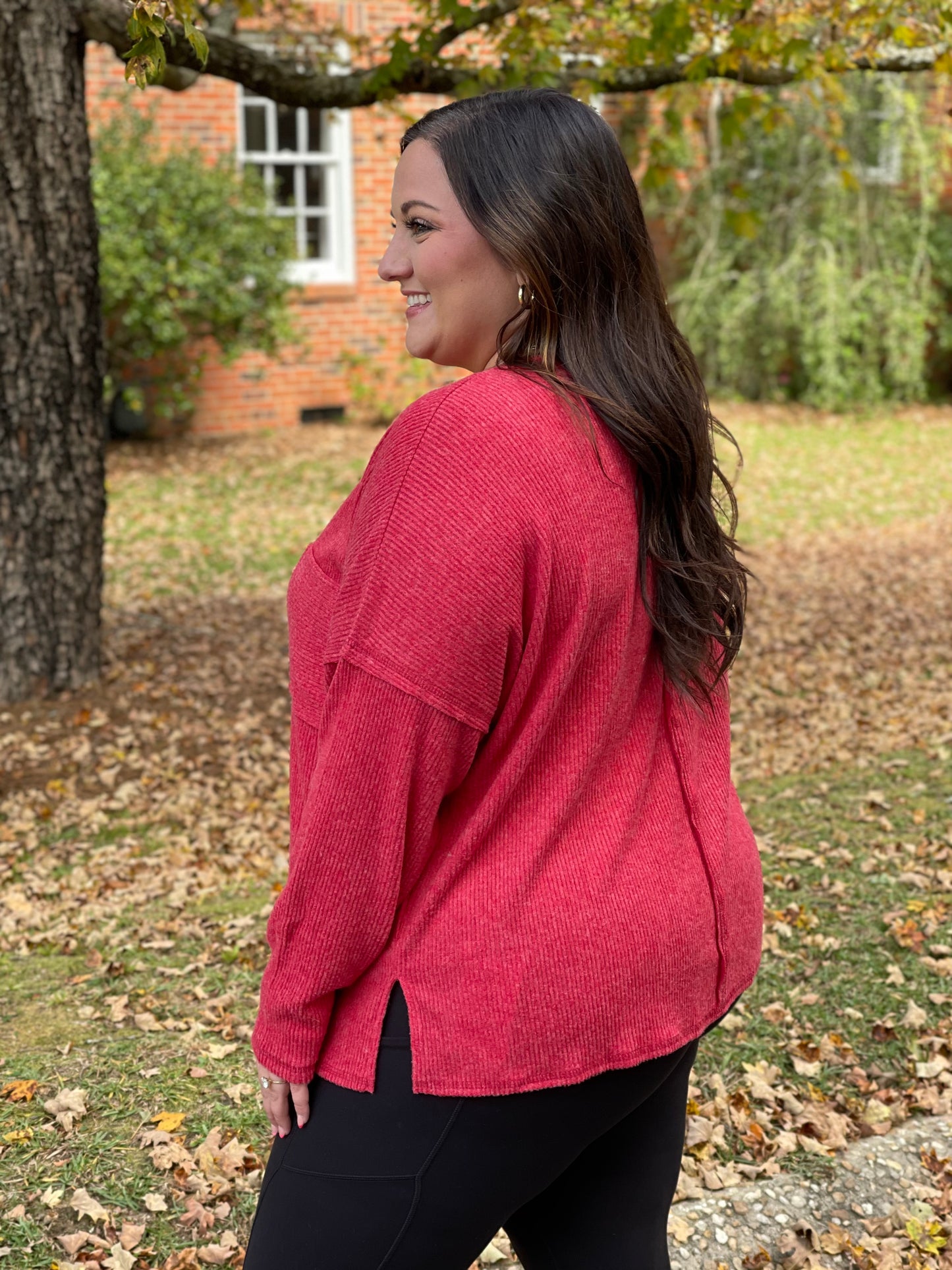 Casual Tuesday Ribbed Knit Sweater in Dark Red