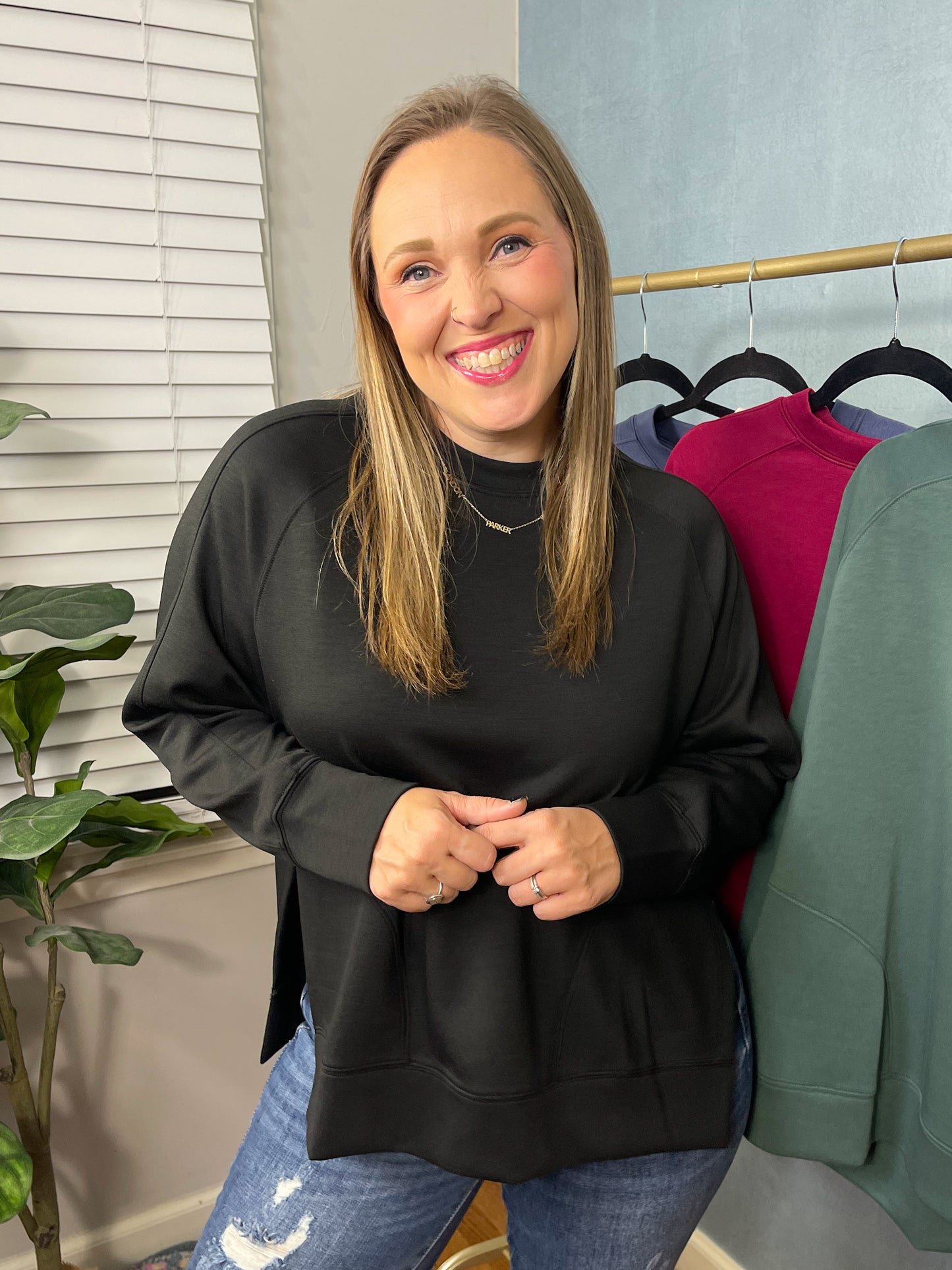 It's The Little Things Relaxed Scuba Pullover in Black