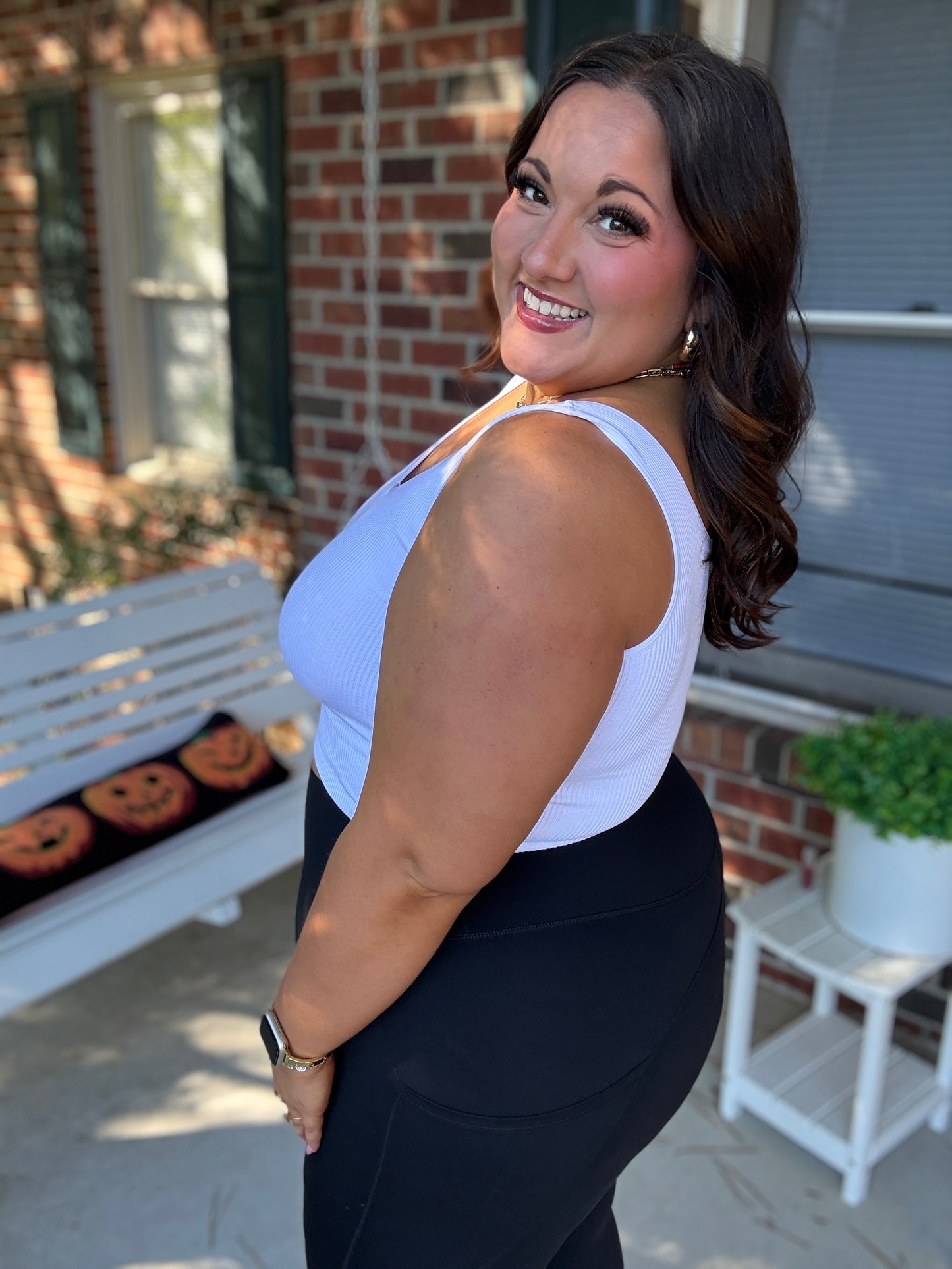 White Seamless Ribbed Tank