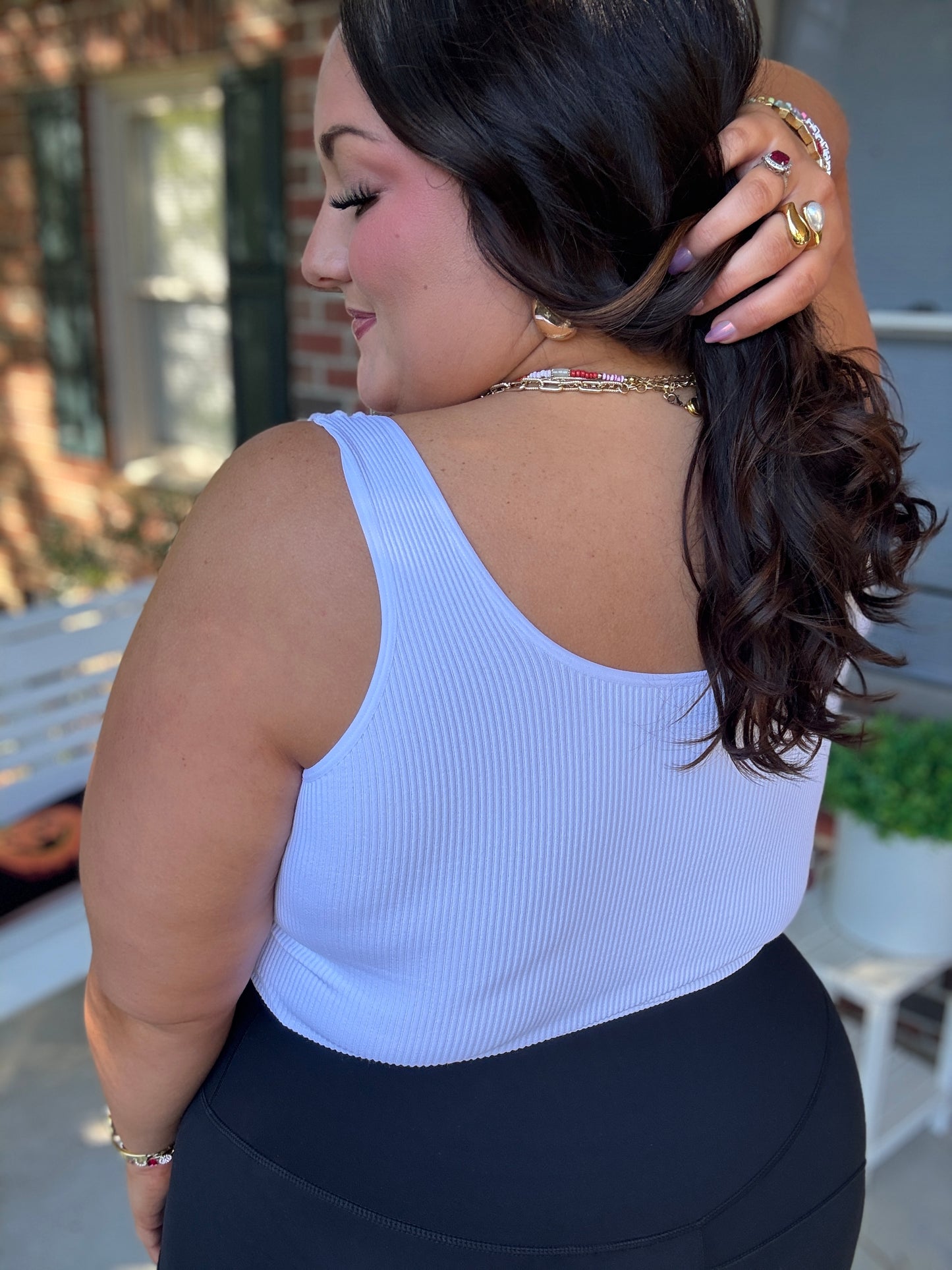 White Seamless Ribbed Tank