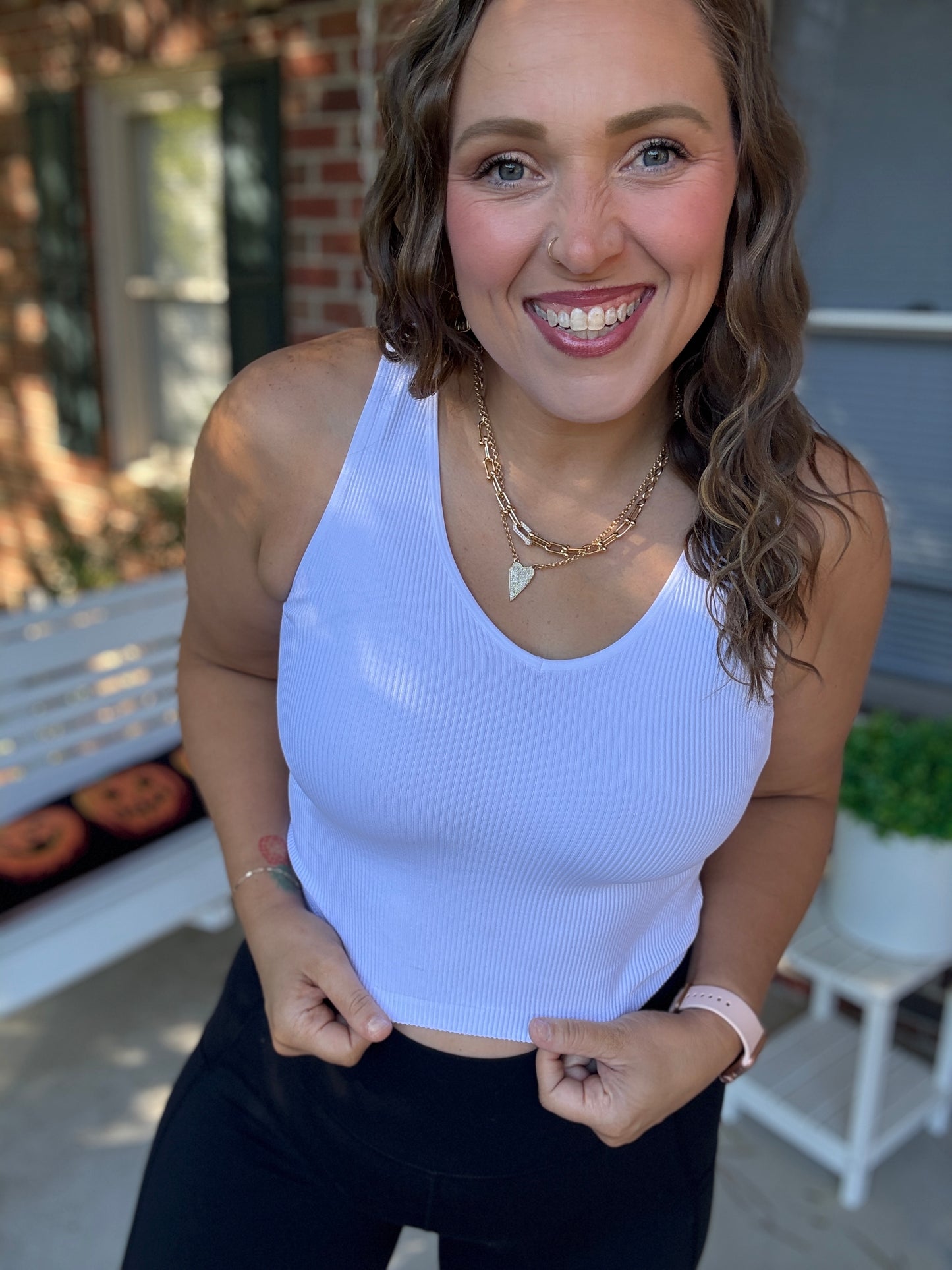 White Seamless Ribbed Tank