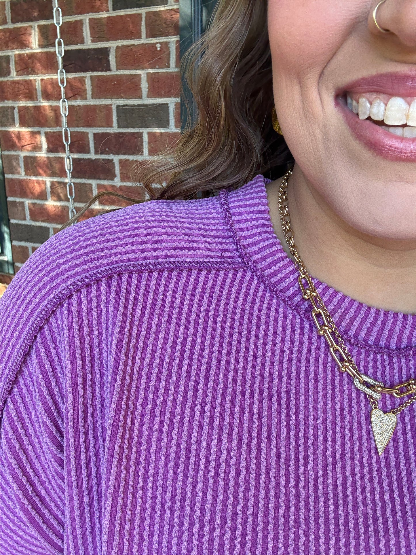 Magenta Ribbed Side Slit Top