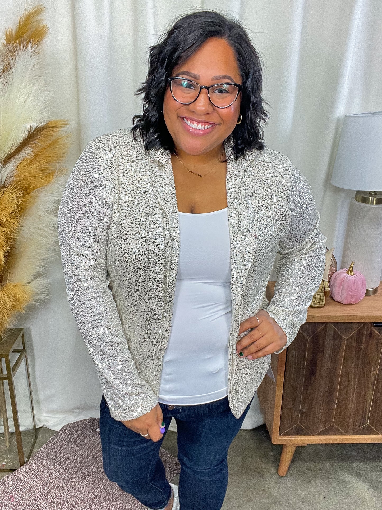 I Know You're Busy Sequin Blazer