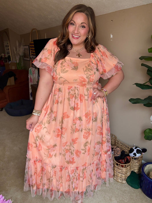 Orange Blossom Midi Dress
