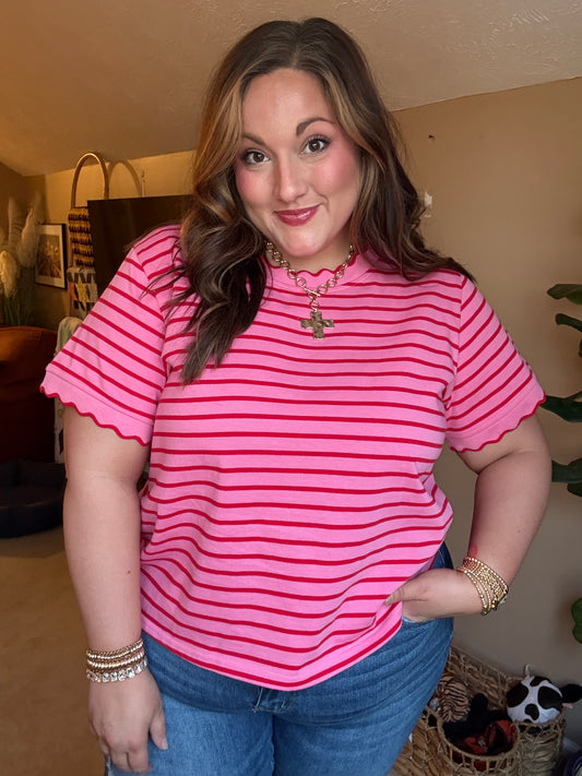 Strawberry Soda Scallop Tee