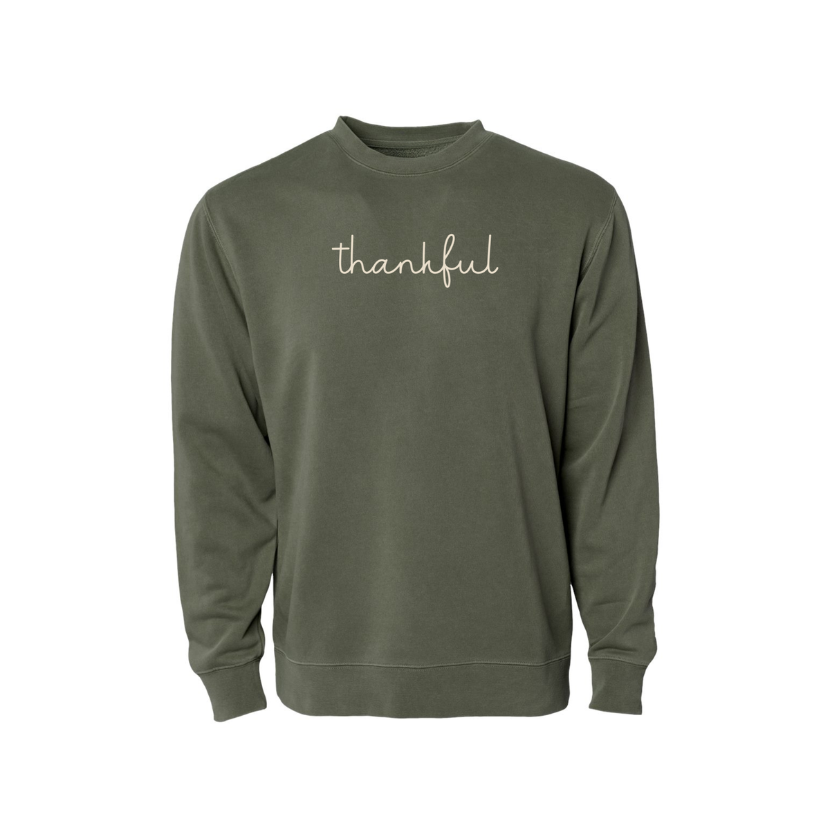 Thankful Script Pigment Dyed Crewneck Sweatshirt