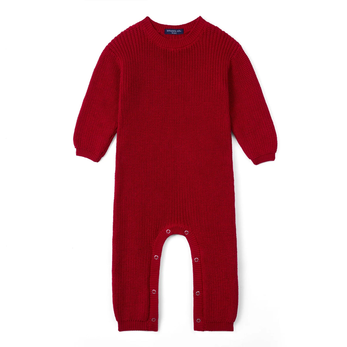 Baby Knit Romper Snap Closure in Red Xmas
